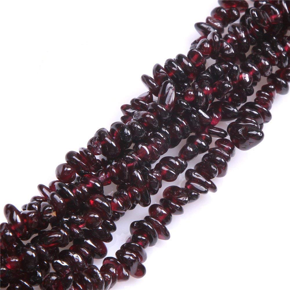 HAAMIIQII 4-6mm Natural Garnet Chips Irregular Chip Stones Loose Gemstone Energy Healing Beads for Jewelry Making 30 Inch Strand