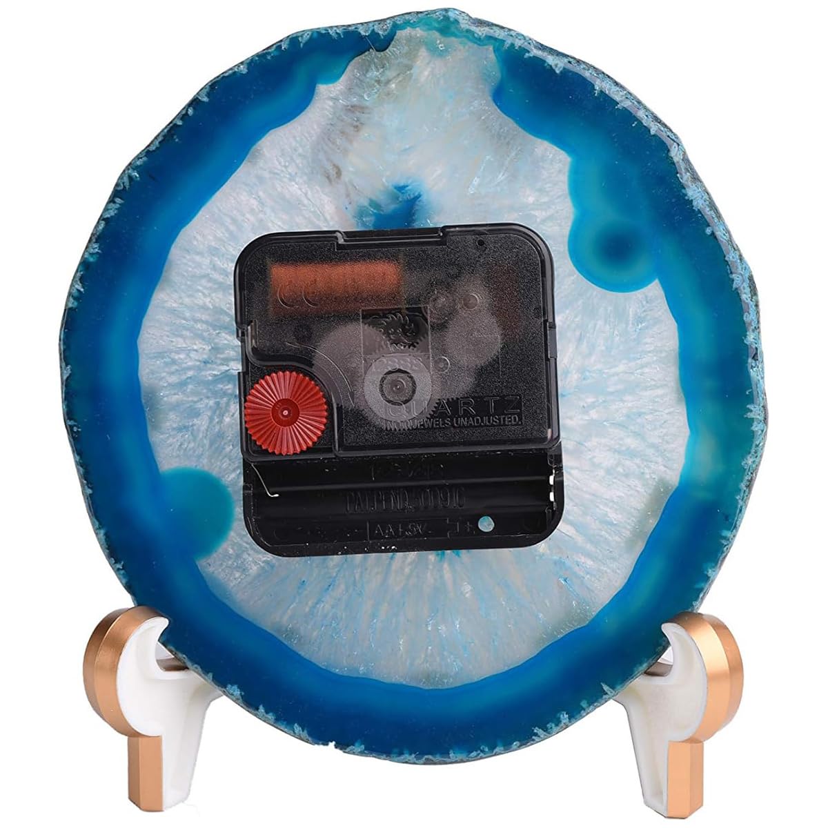 JIC Gem Agate Clock Crystal Desk & Shelf Clocks Home Decor (Blue)