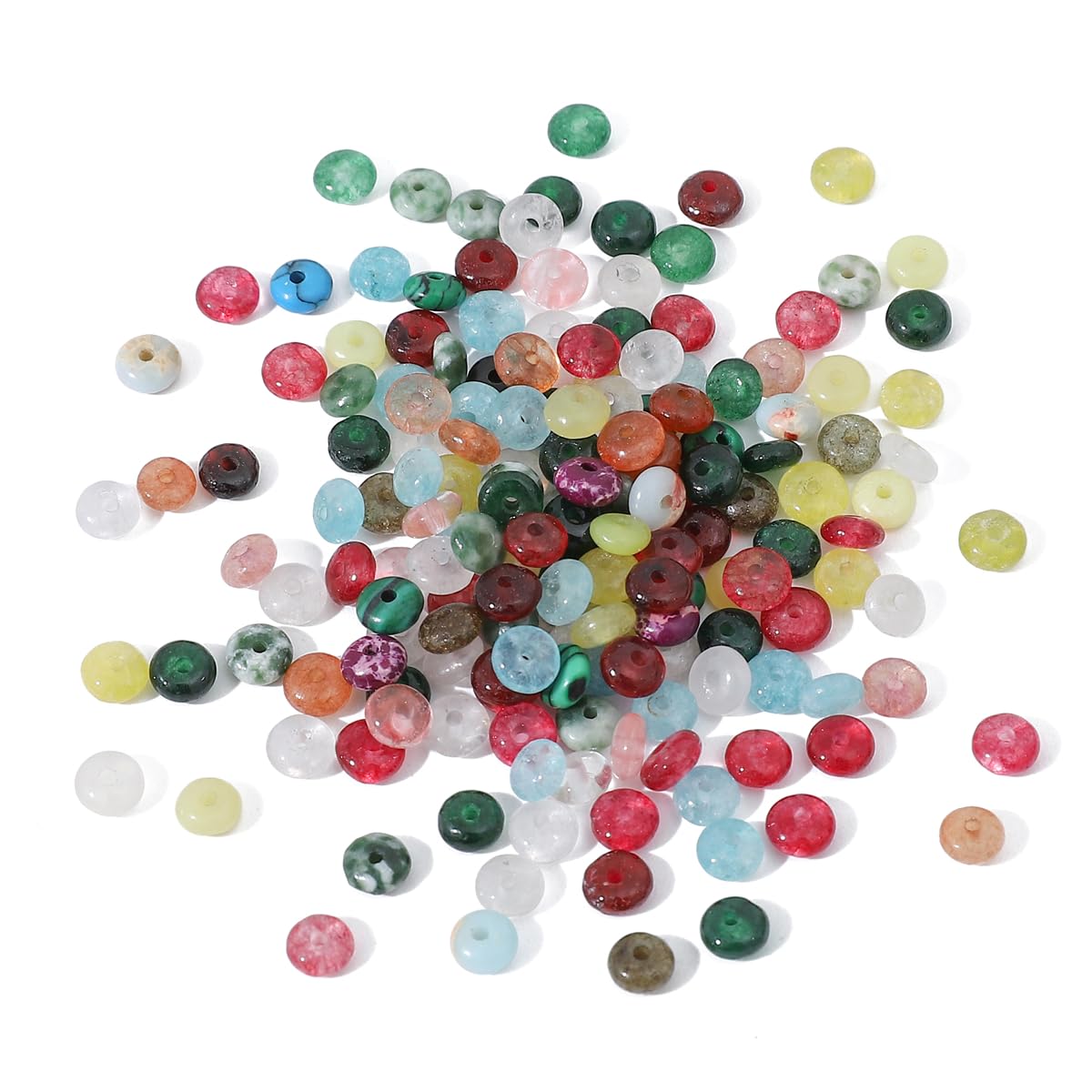 BEADIA Natural Mix Colored Disk Stone Beads 4x2mm 160pcs Rondelle Loose Semi Gemstone Beads for Jewelry Making Design
