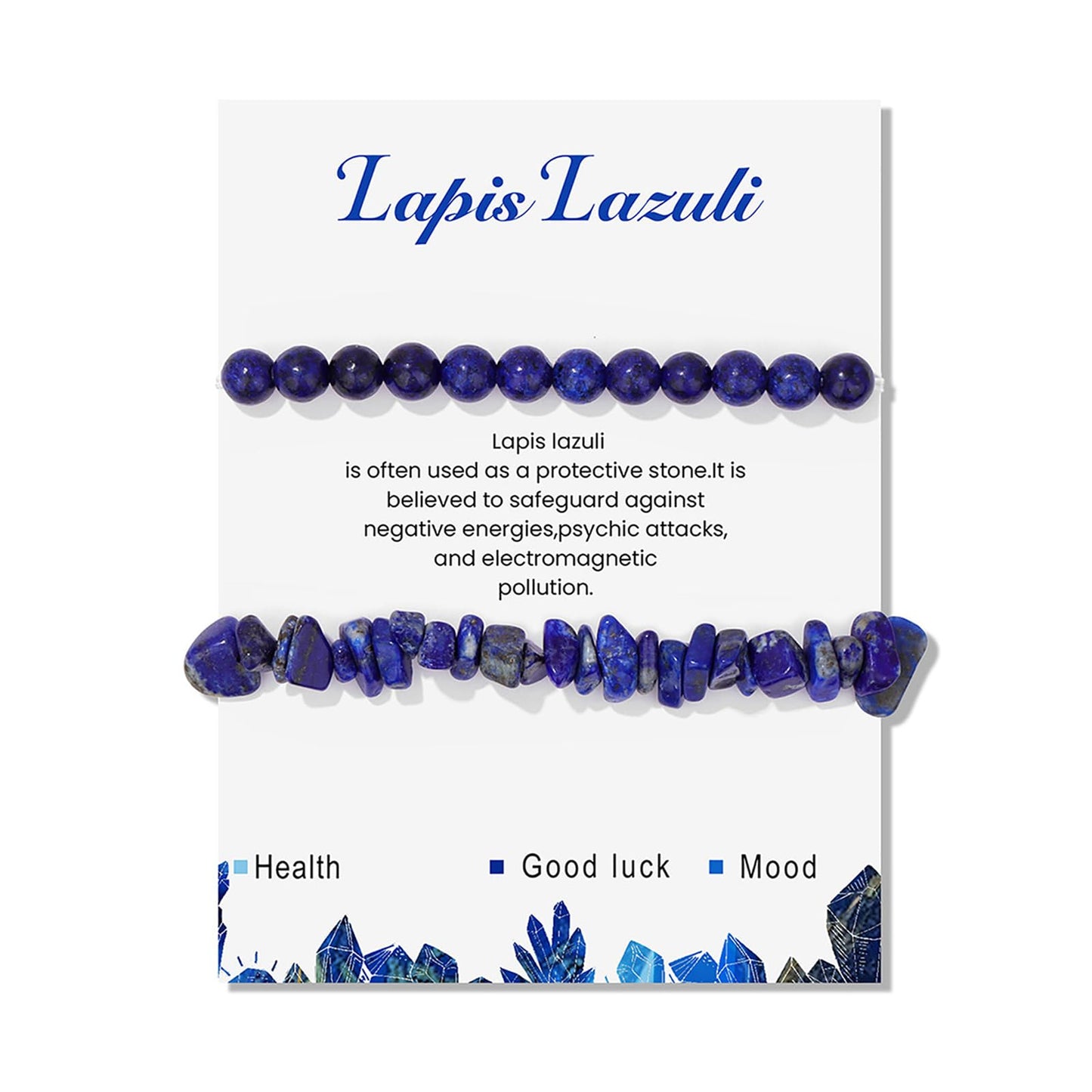 2Pcs Lapis Lazuli Bracelet for Women Crystal Bead Bracelet Gemstone Blue Beaded Bracelet Healing Crystal Bracelet Natural Stone Lapis Lazuli Jewelry for Women Men
