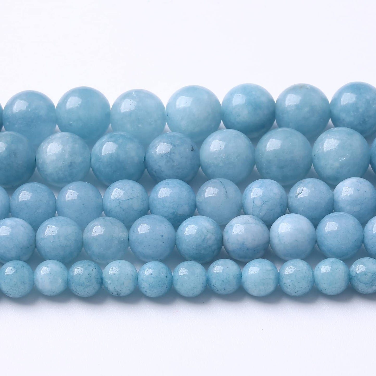 45Pcs 8mm Natural Blue Chalcedony Jades Beads for Jewelry Making Aquamarine Jades Energy Stone Healing Beads DIY Bracelet Necklace 15" 1 Strand