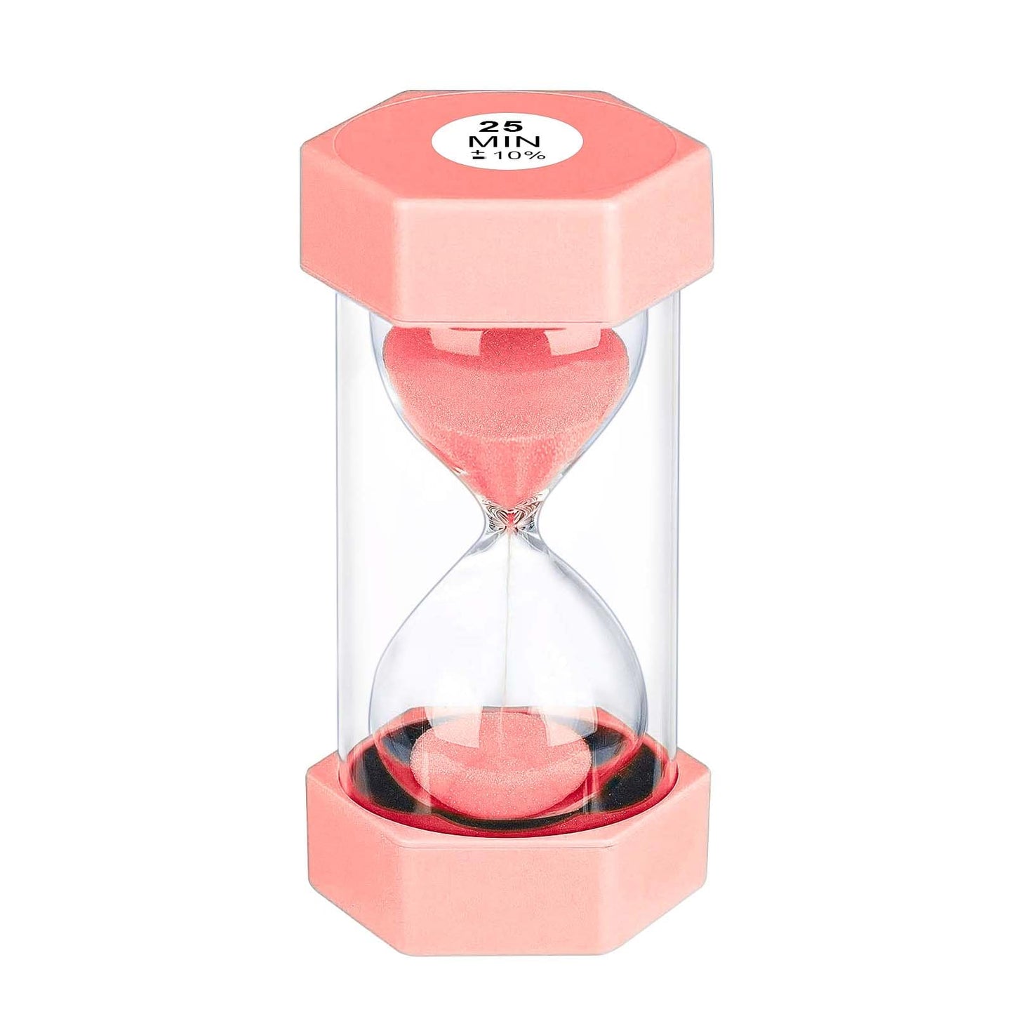 YLTIMER 25 Minute Hourglass Sand Timer, Plastic Sandglass Watch Timer, Unbreakable Green Sand Clock Hour Glass 25 Min for Classroom, Games (Pink)