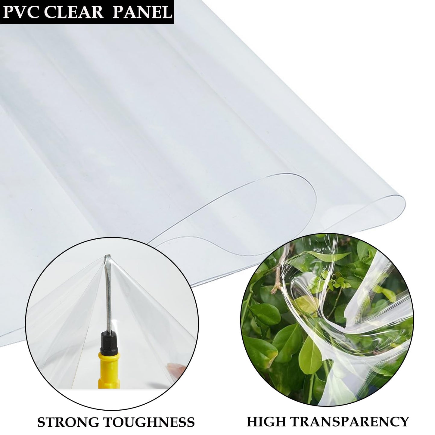Softclub Outdoor Clear Panel Curtain，Heavy Duty Waterproof 18oz Vinyl Curtain Weatherproof with Grommets, Transparent PVC Tarp Cover for Pergola, Porch, Gazebos, Winter Protection (8 ft x 7 ft, Grey)