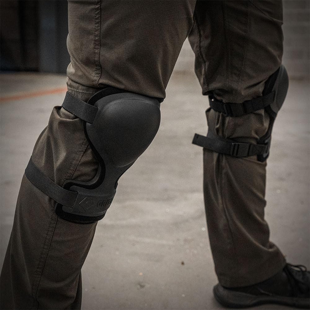 GRITR Tactical Knee Pads for Work, Hunting, Construction, Gardening, Paintball w/Foam Padding, Hard Shell & Adjustable Straps - Heavy Duty Professional Knee Protectors for Men & Women, Black