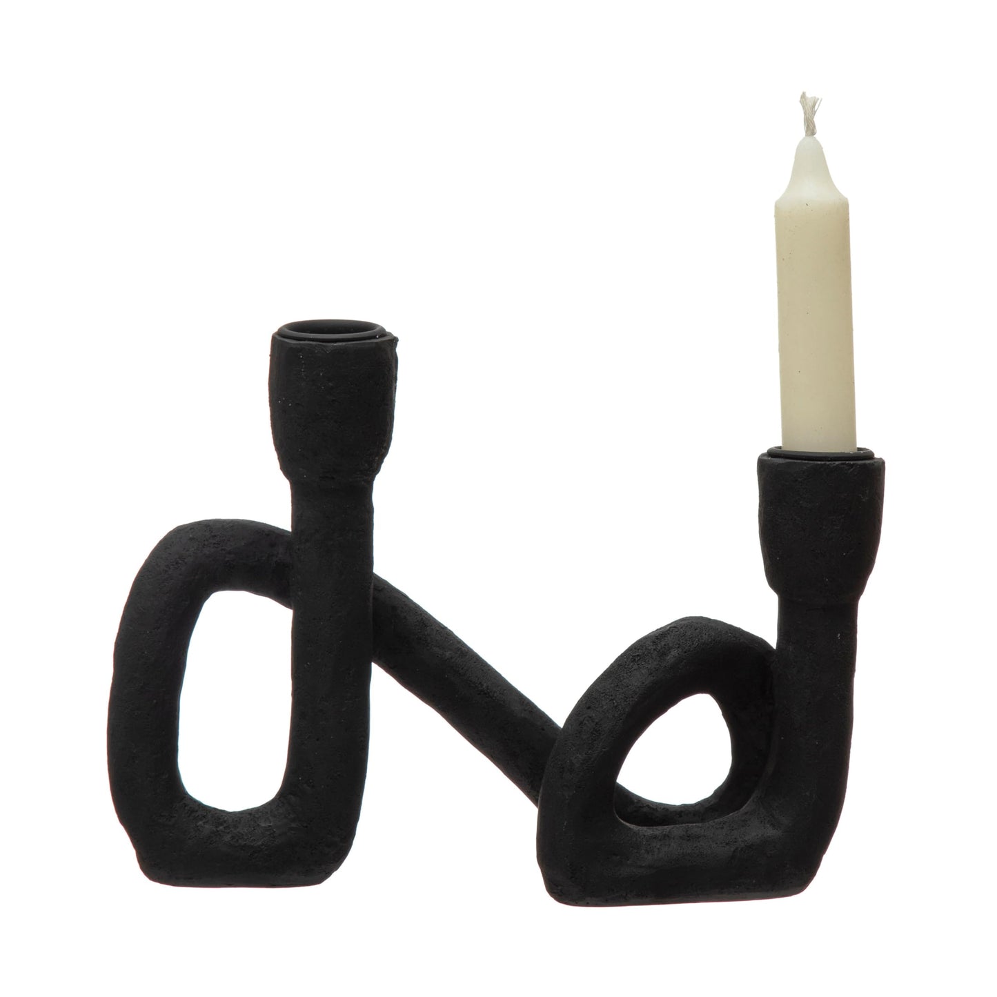 Bloomingville Decorative Resin Double Taper Candle Holder, Black