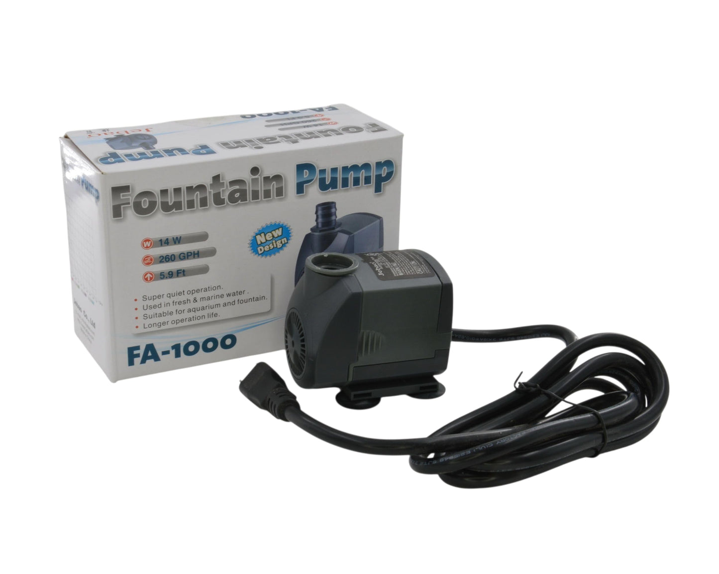 Jebao FA-1000 260GPH Submersible Fountain Pump for Hydroponics, Aquaponics, Waterfall, Fish Pond