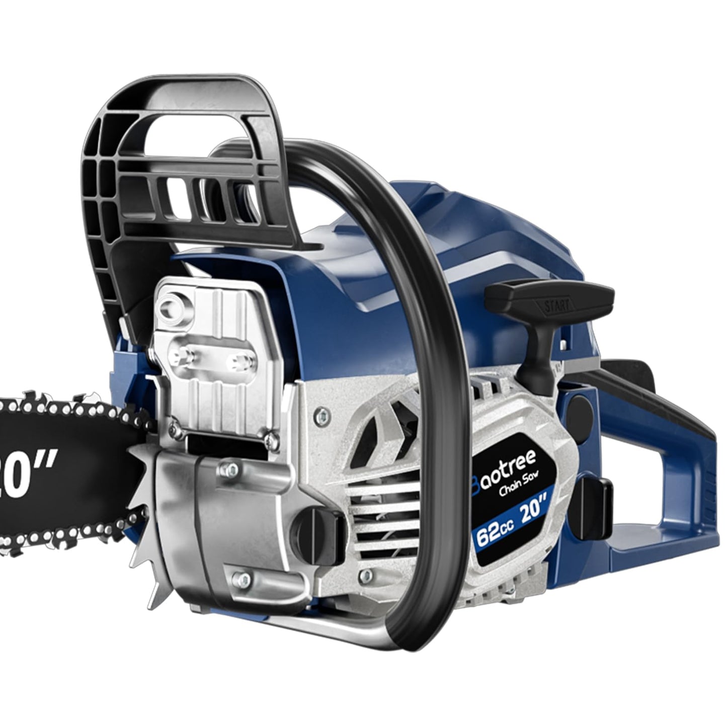 62cc Gas Chainsaw with 20 Inch Guide Bar, Professional Gasoline Chain Saw for Large Trees, Long Lasting Engine & Low Maintenance Design (Blue)
