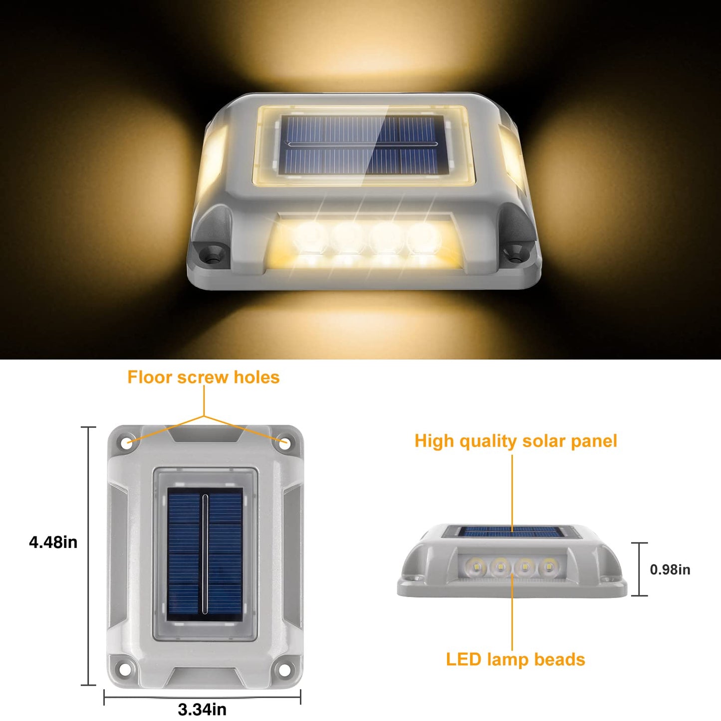 T-SUN Solar Dock Lights, Solar Driveway Lights Outdoor, 12 Pack LED Ground Driveway Light 3000K Warm White Deck Light for Path Garden Sidewalk Stair Ground Pathway