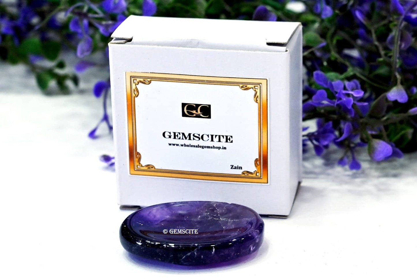 GEMSCITE Amethyst Thumb Worry Stones Metaphysical Gemstone Crystal Healing Reiki Men Women Gift FENG Shui Positive Energy Love Wellness Palm Stones Wicca Powerful