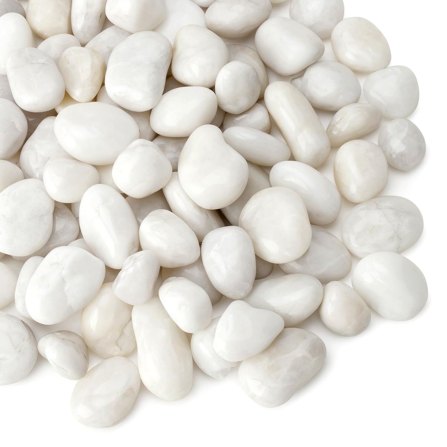 Mr. Fireglass 10lb White River Rocks, 3/8 inch Natural Decorative Polished Pebbles Aquarium Gravel Stones for Landscaping, Indoor Plants, Vase, Succulent, Fish Tank