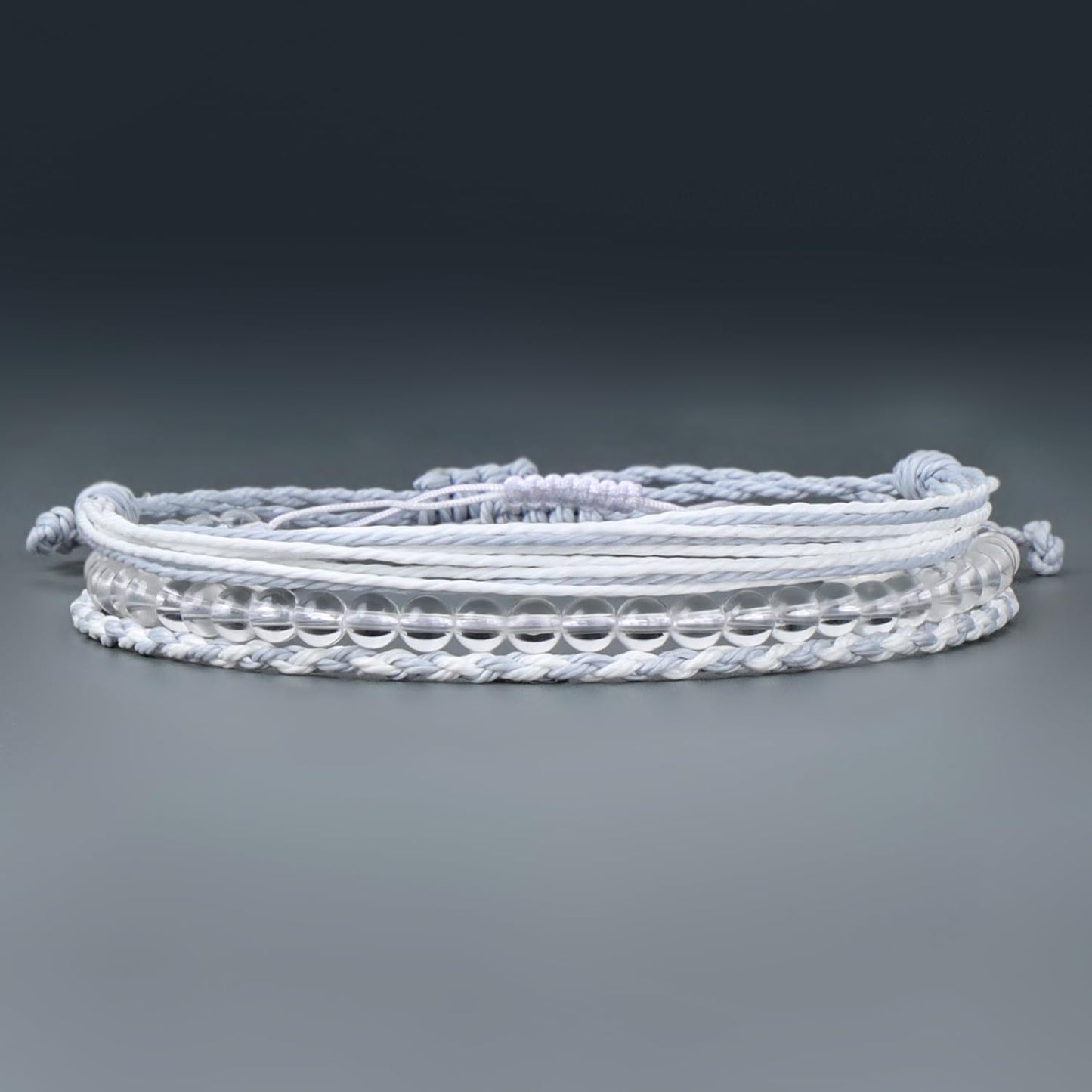 QOGIR Handmade Healing Bracelet,4mm Natural Clear Quartz Crystal Gem Stone Beads Bracelet for Men Women Gifts with 2PCS Size Adjustable Rope Bracelets