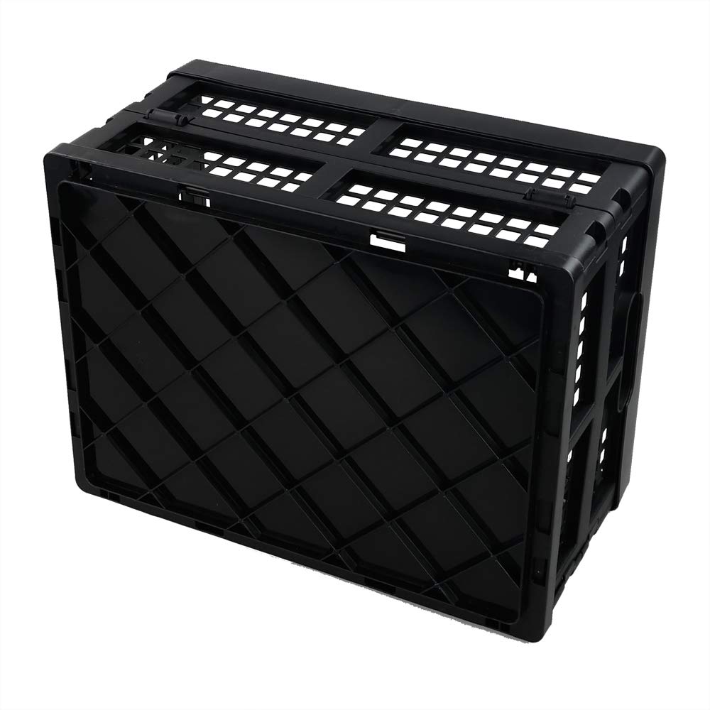 Saedy 16 Liter Black Folding Storage Crates, Collapsible Crate Plastic Basket Bins, 2 Packs
