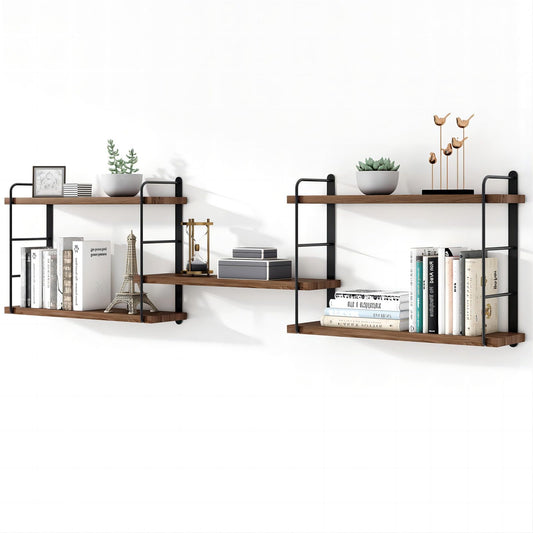 MXCSE Wall Shelves, Wall Mounted Bookshelves, DIY Floating Shelves for Wall, Wood Hanging Book Shelves for Room, Bedroom, Living Room, Easy Installation (Brown, 50W x 17H)
