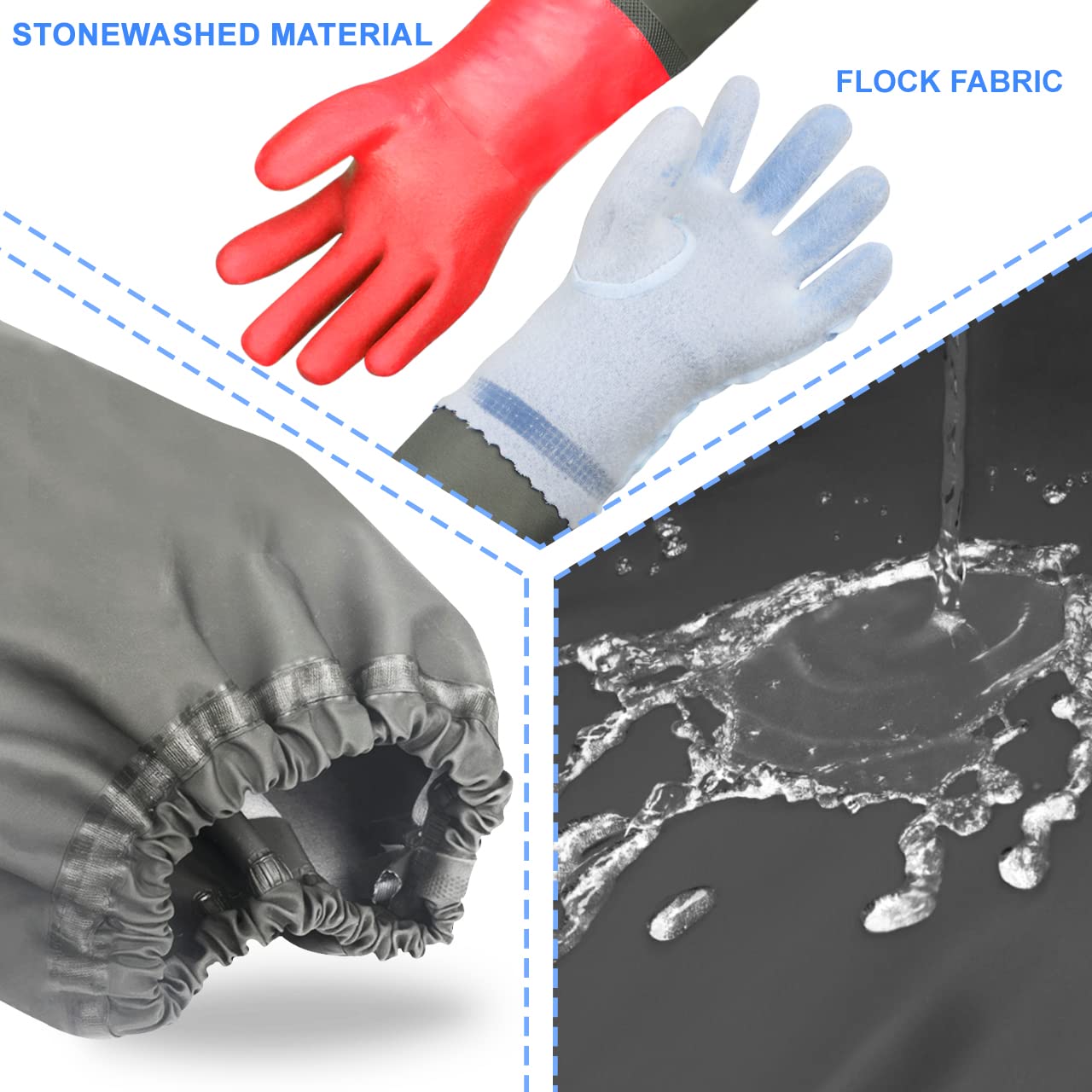 Haiou Long Arm Waterproof Gloves - Red Rubber Gloves for Men and Women (25 inches, Large, Red)
