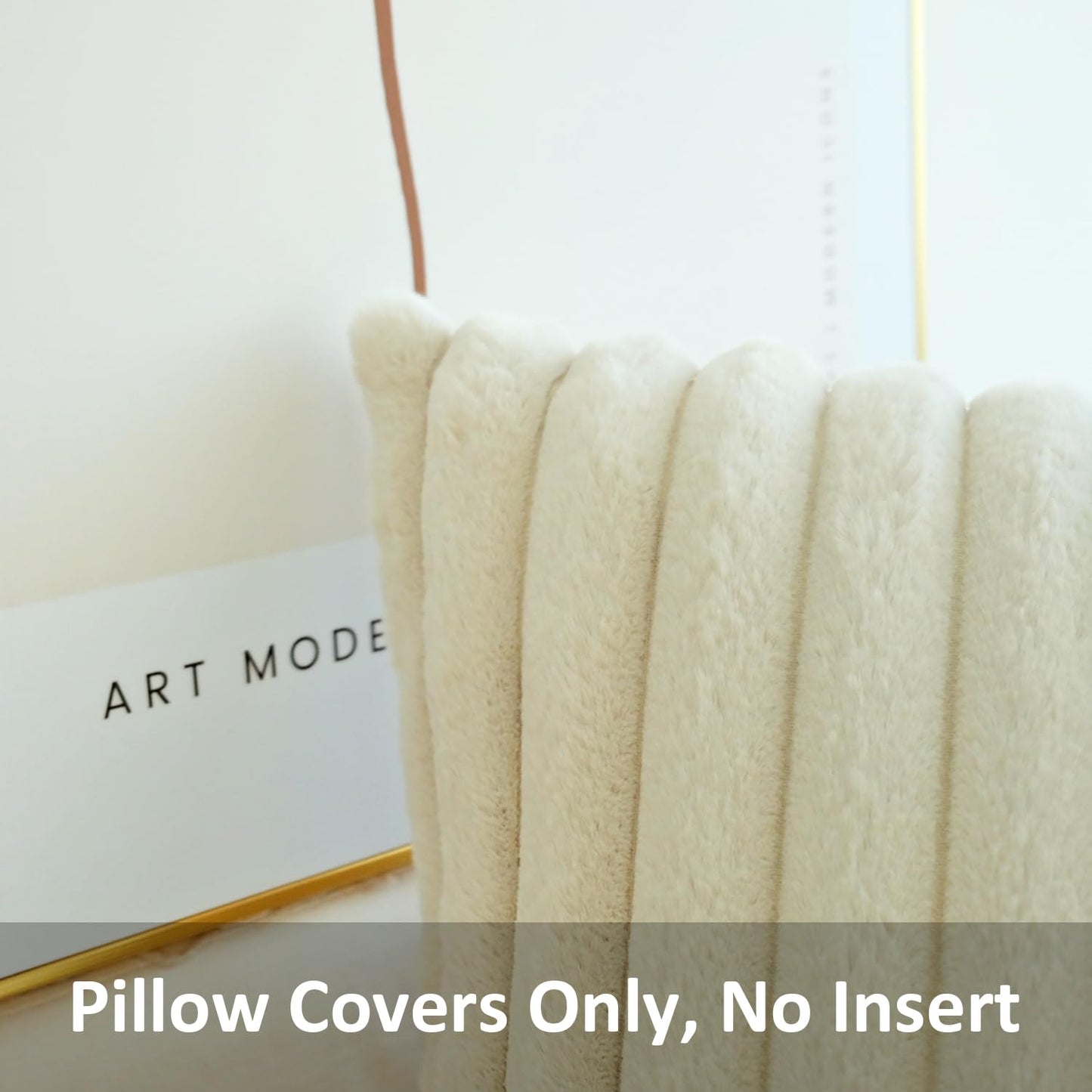 JOJUSIS Pack of 2 Faux Fur Plush Decorative Throw Pillow Covers Couch Cushion Case Soft Pillowcases (Beige, 18 x 18 Inch)
