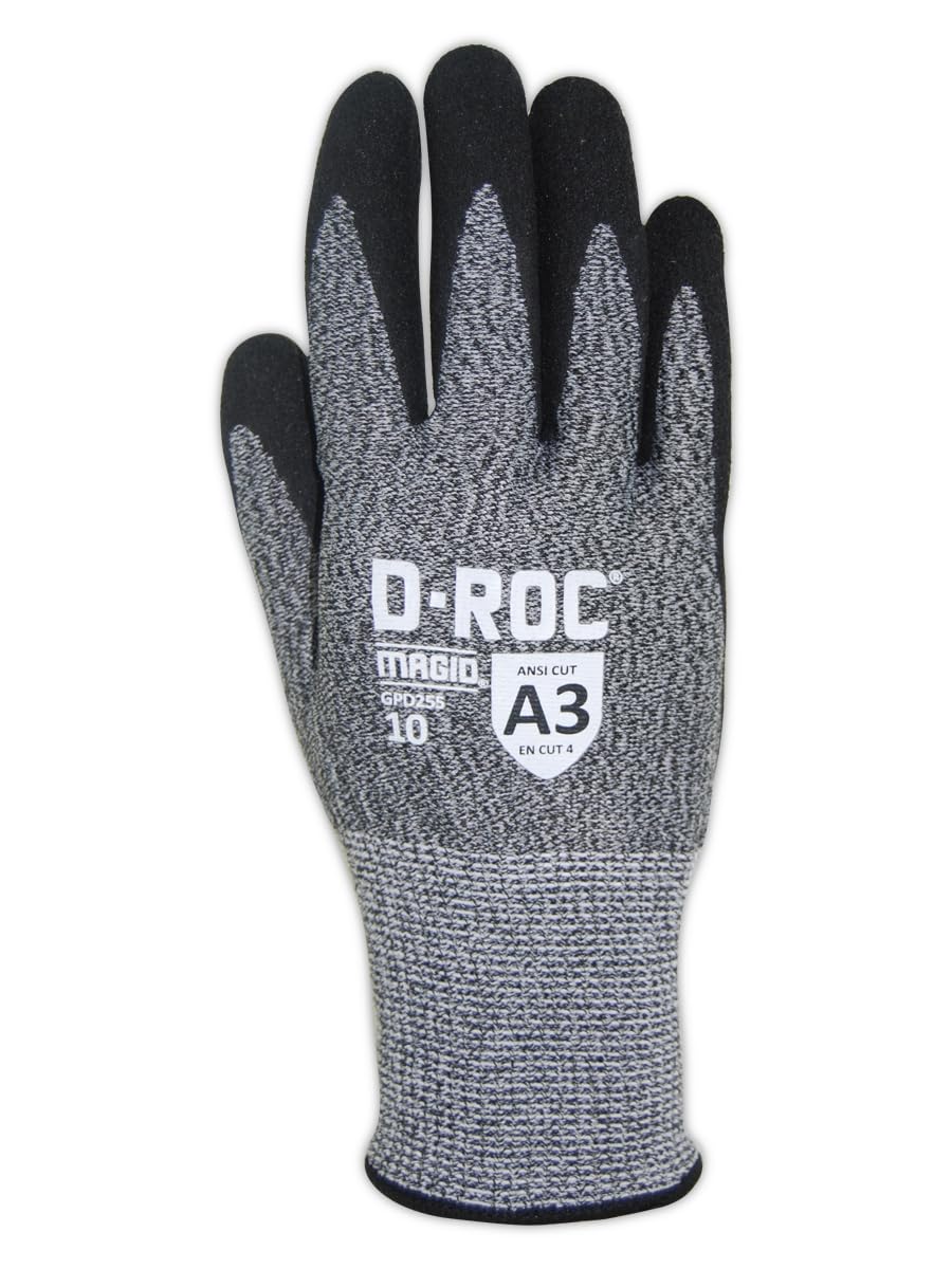 MAGID Griffin Gear ANSI A3 Hyperon Blended Sandy Nitrile Coated Work Gloves, 1 Pair, Size 12/3XL, GPD255