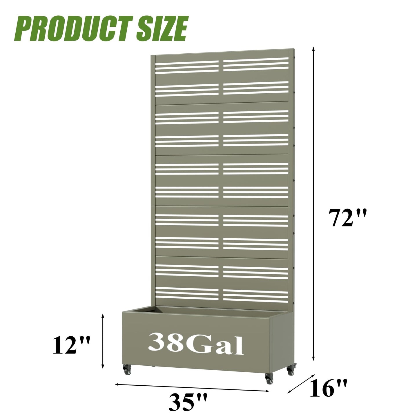 Casaphoria Metal Raised Garden Bed with Trellis and Wheels, 72"x35"x16" Planter Box for Climbing Plants, Vegetables & Vines, Features Drainage Holes and Privacy Screen, Grey-Harold