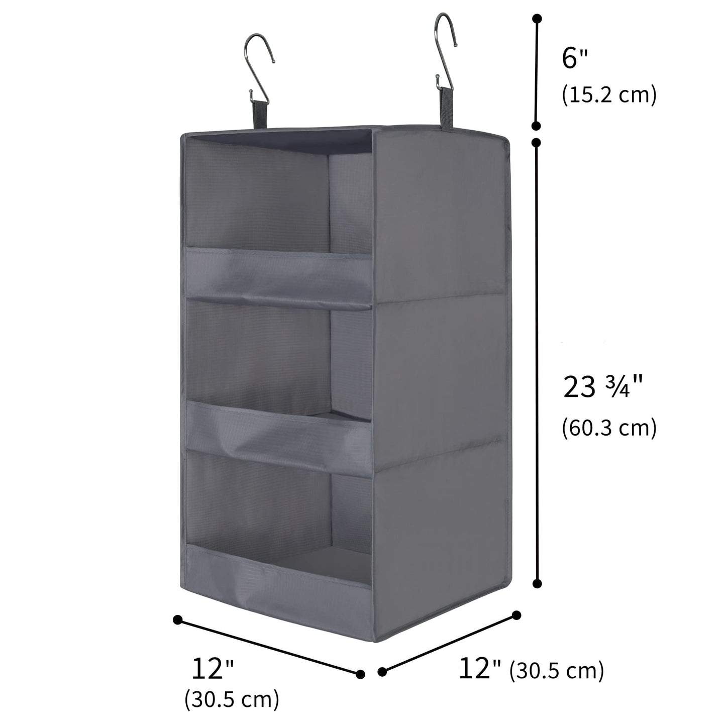 GRANNY SAYS 3-Shelf Hanging Closet Organizer and Storage, Collapsible Hanging Closet Shelves, Hanging Organizer for Closet & RV, Gray, 29 ½" H X 12" W X 12" D, 1-Pack