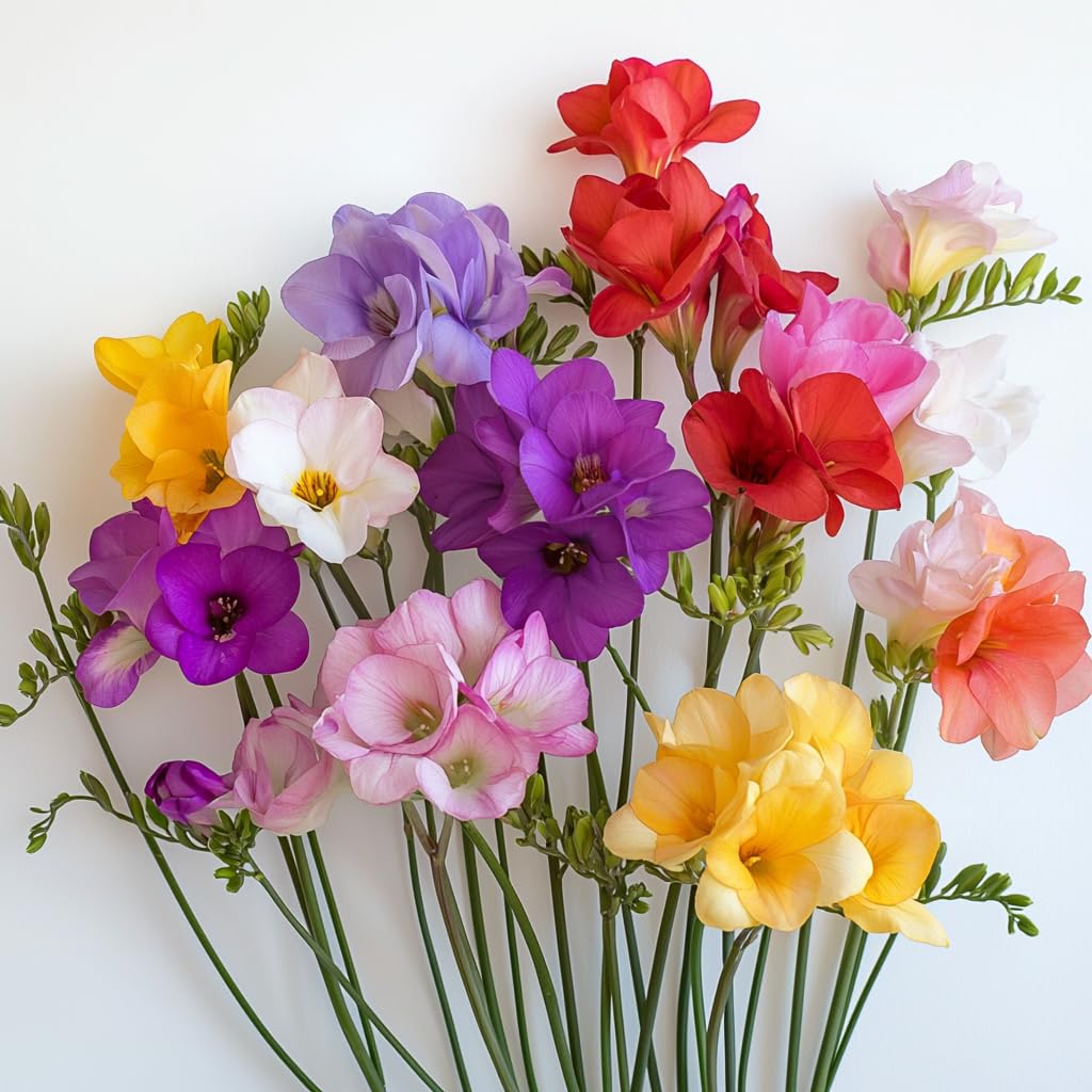 Amazing Deal - 30 Freesia Mixed Perennial Flower Bulbs - Vibrant, Variety Colorful, Fragrant Flower Perfect for Gardens - Easy to Grow - Attracts Butterflies, Bees & Hummingbirds