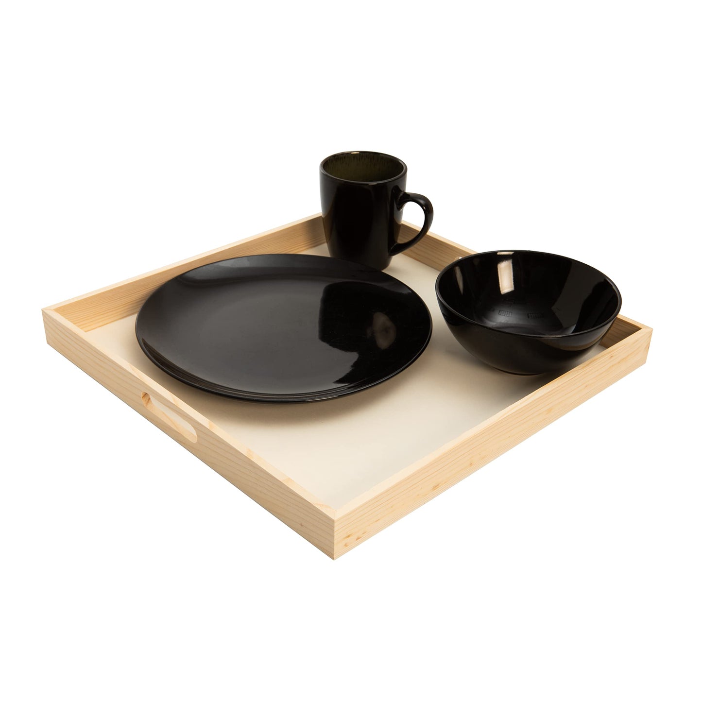 Wooden Nested Serving Trays – Unfinished Square Trays with Cut-Out Handles for Crafts, Serving, Ottomans & Home Décor – Set of 5