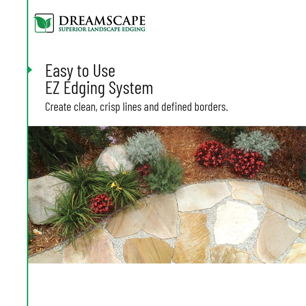 Dreamscape E-Z Edge Aluminum Landscape Edging - 4 Strips, 6ft Each (24ft Total), Black Painted - Professional Quality Landscaping Border, Metal Divider for Lawn, Garden, Flowerbed