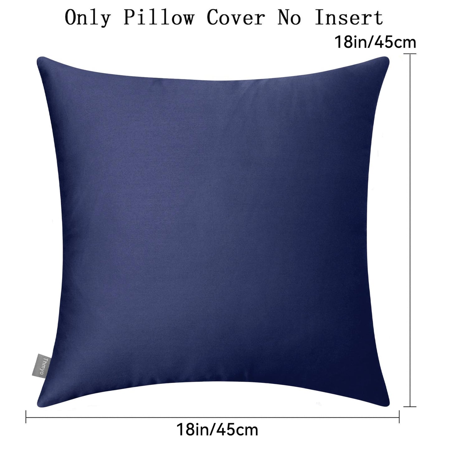 Thmyo 4-Pack 100% Cotton Comfortable Solid Decorative Throw Pillow Case, Square Cushion Cover Pillowcase Sublimation Blank Pillow Covers DIY Throw Pillowcase for Couch(18x18 inch/ 45x45cm,Dark Blue)