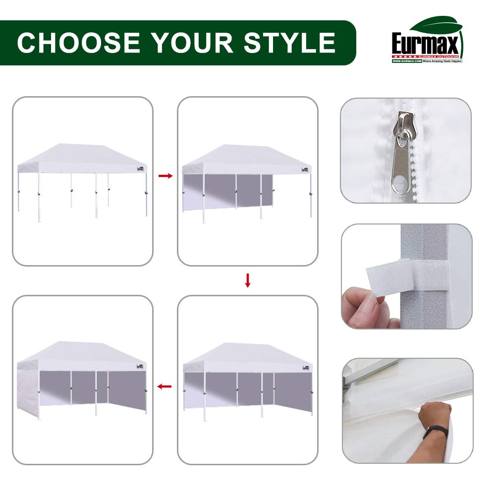 Eurmax USA 10x20 Pop Up Canopy Tent,Commercial Tent with Patented No-Tip Rolling Bag,4 Zippered Removable Walls,UV & Water Resistant Canopy Top,Heavy Duty Outdoor Gazebo,Instant Shelter(Red)