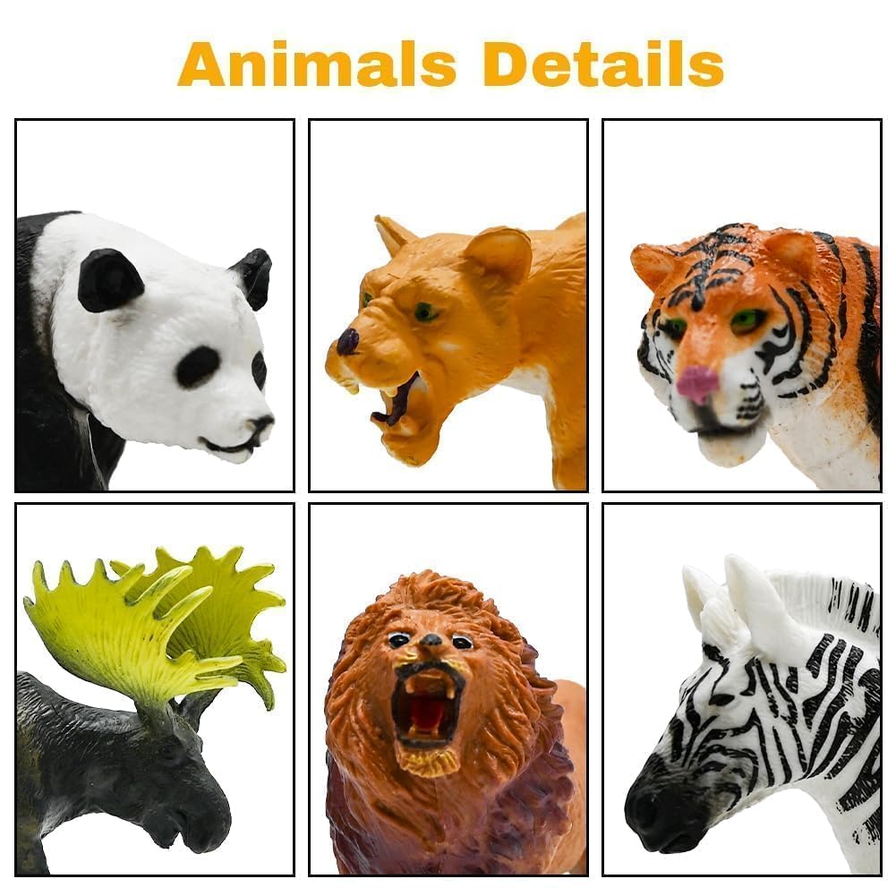 Safari Animals Figures Toys, Realistic Wild Zoo Animal Figurines, Plastic African Jungle Animals Playset for Kids Toddlers, 21Pcs Safari Toys Birthday Gifts for Boys Girls