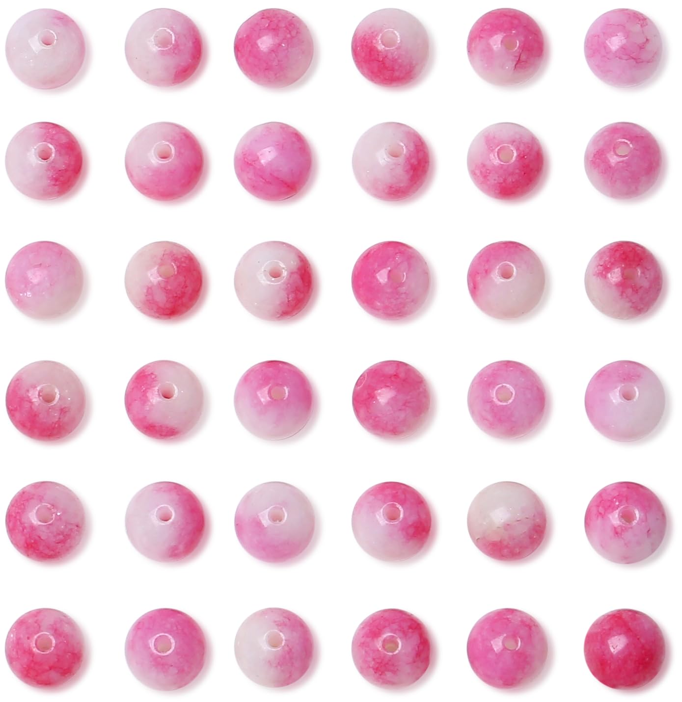 QINJIEJIE 100pcs Pink Tourmaline Jade Natural Stone Beads 8mm Round Loose Gemstone for Bracelet Necklace Earrings Jewelry Making - Polished Pink Crystal DIY