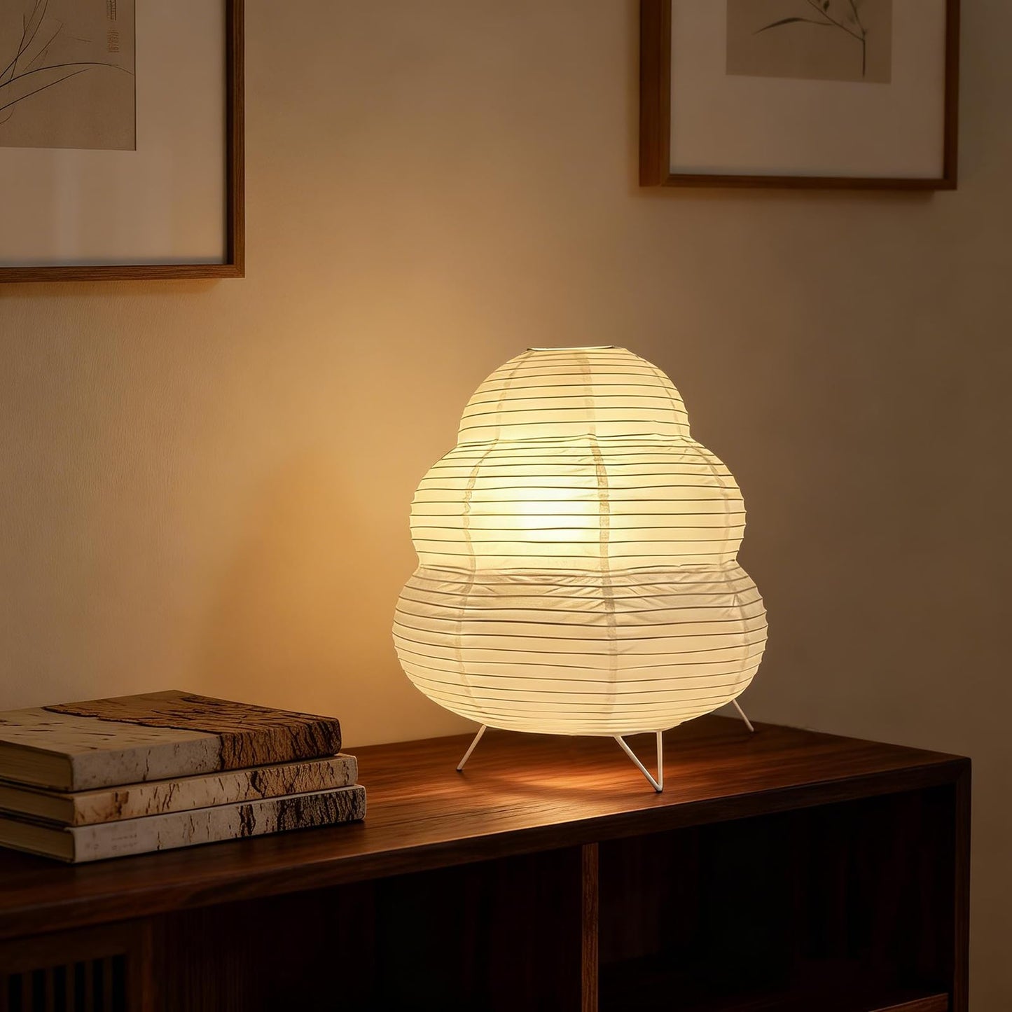 Fosinz Cute Paper Lamp, Ambient Lighting Lamp, Cozy Accent Side Table Lamp, Small Warm Glow Light for Bedroom Living Room Desk (White, 10inch)