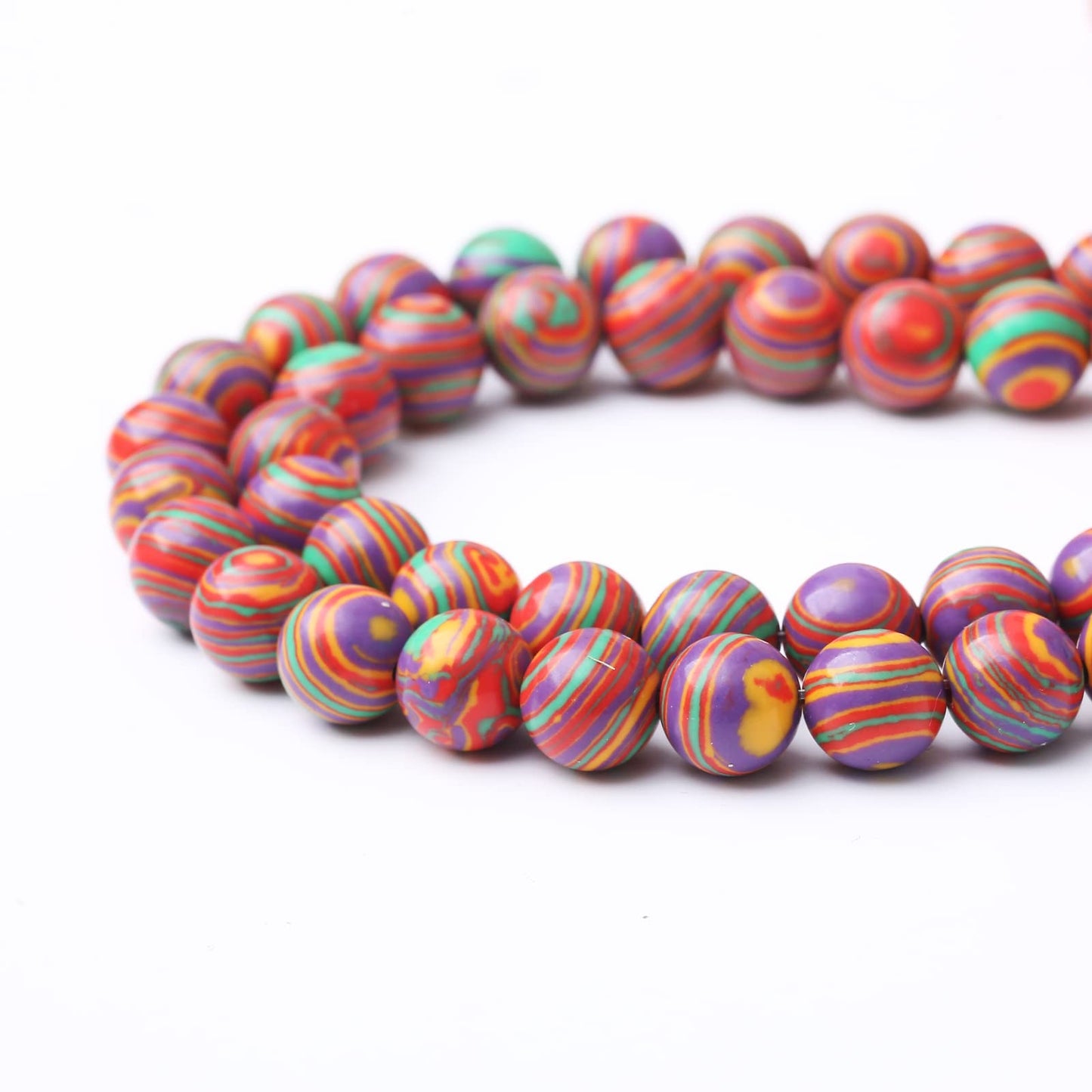 45PCS 8MM Beads Colorful Malachite Beads Round Loose Beads Natural Gem Beads for Jewelry Making 15"