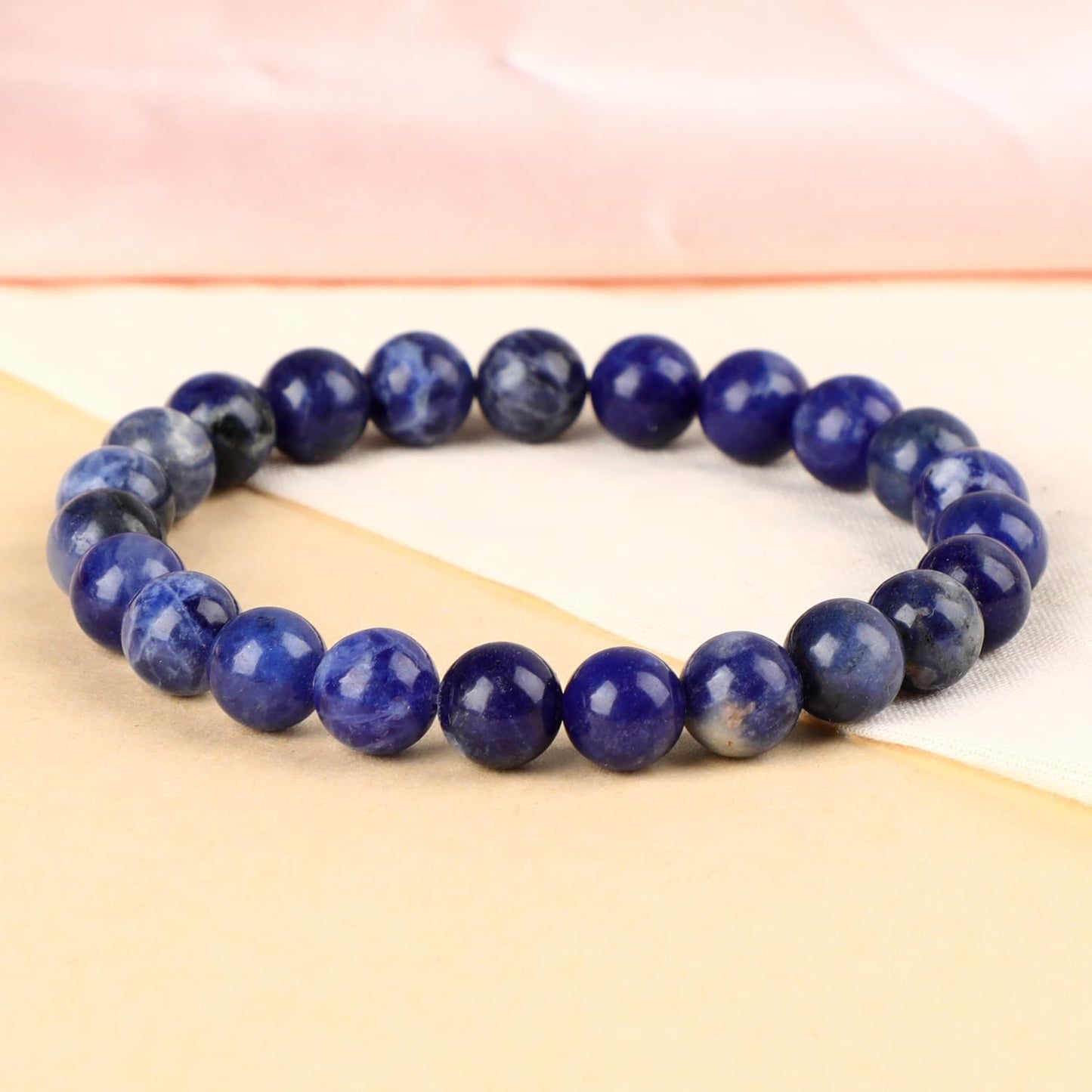 LPBeads Handmade Natural Gemstone Stretch Elastic 8mm Blue Sodalite Bracelet Healing Crystal Round Stone Beads Jewelry Gifts for Women Men