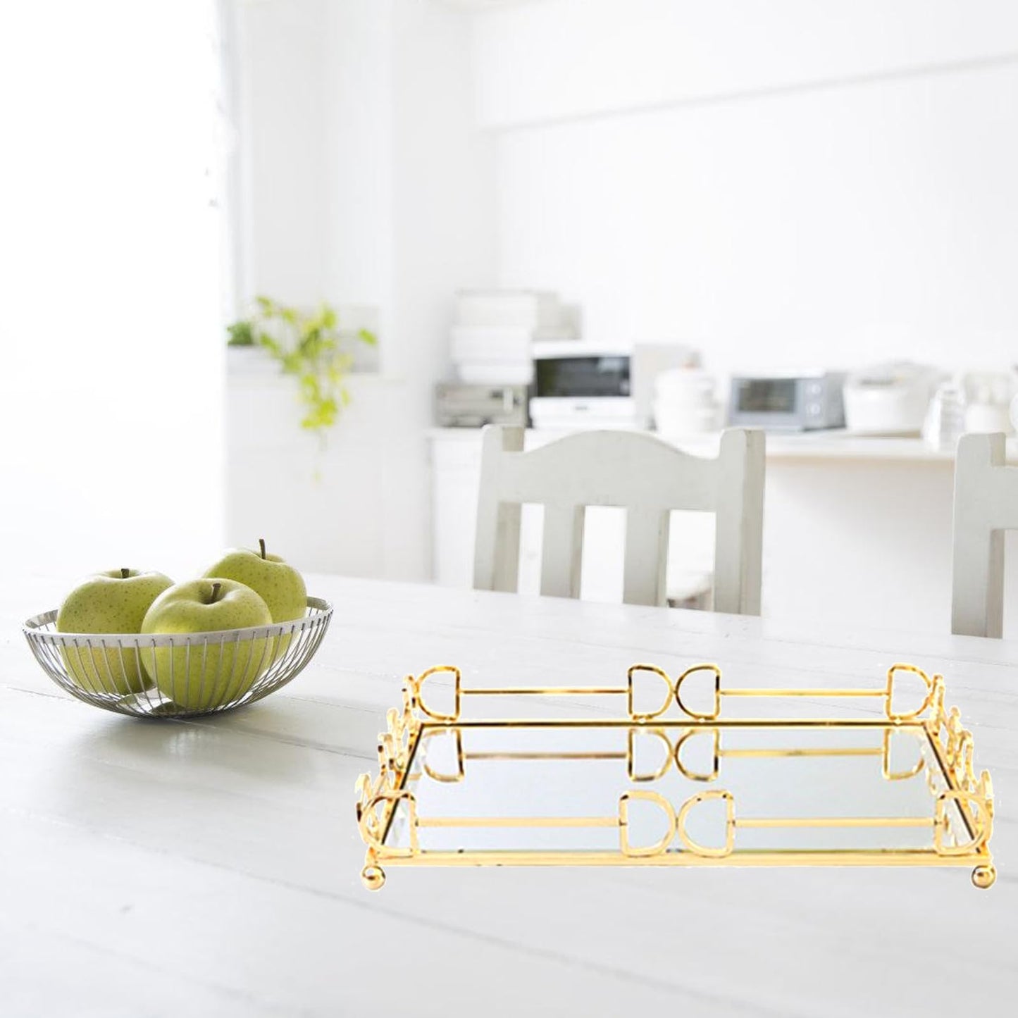 hejhncii Stylish Antique Mirroring Display Tray Home Accessory for Stylish Storage and Display in Bathroom or Bedroom Wedding