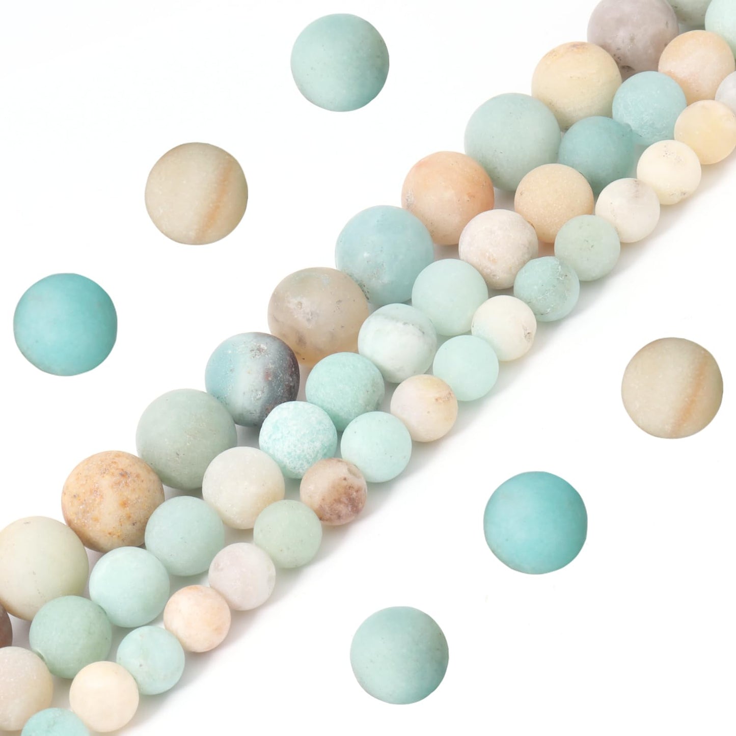Siomia 60pcs 6mm Natural Matte Amazonite Beads Energy Healing Crystal Round Loose Stone Beads for Jewelry Making, DIY Bracelets Necklaces