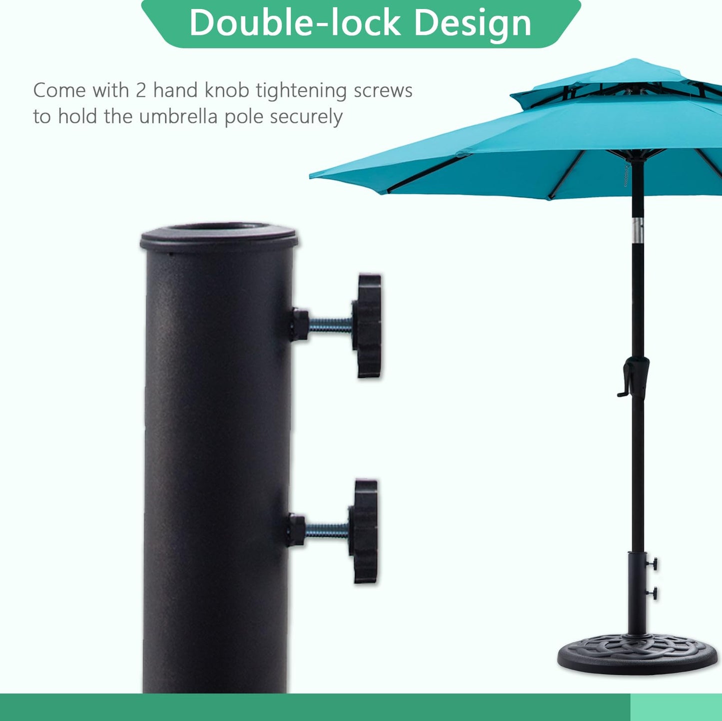 Helios&Hestia 31 lb Heavy Duty Umbrella Base, Round Resin Stand Weight for Patio Outdoor Market Table Umbrella, Black