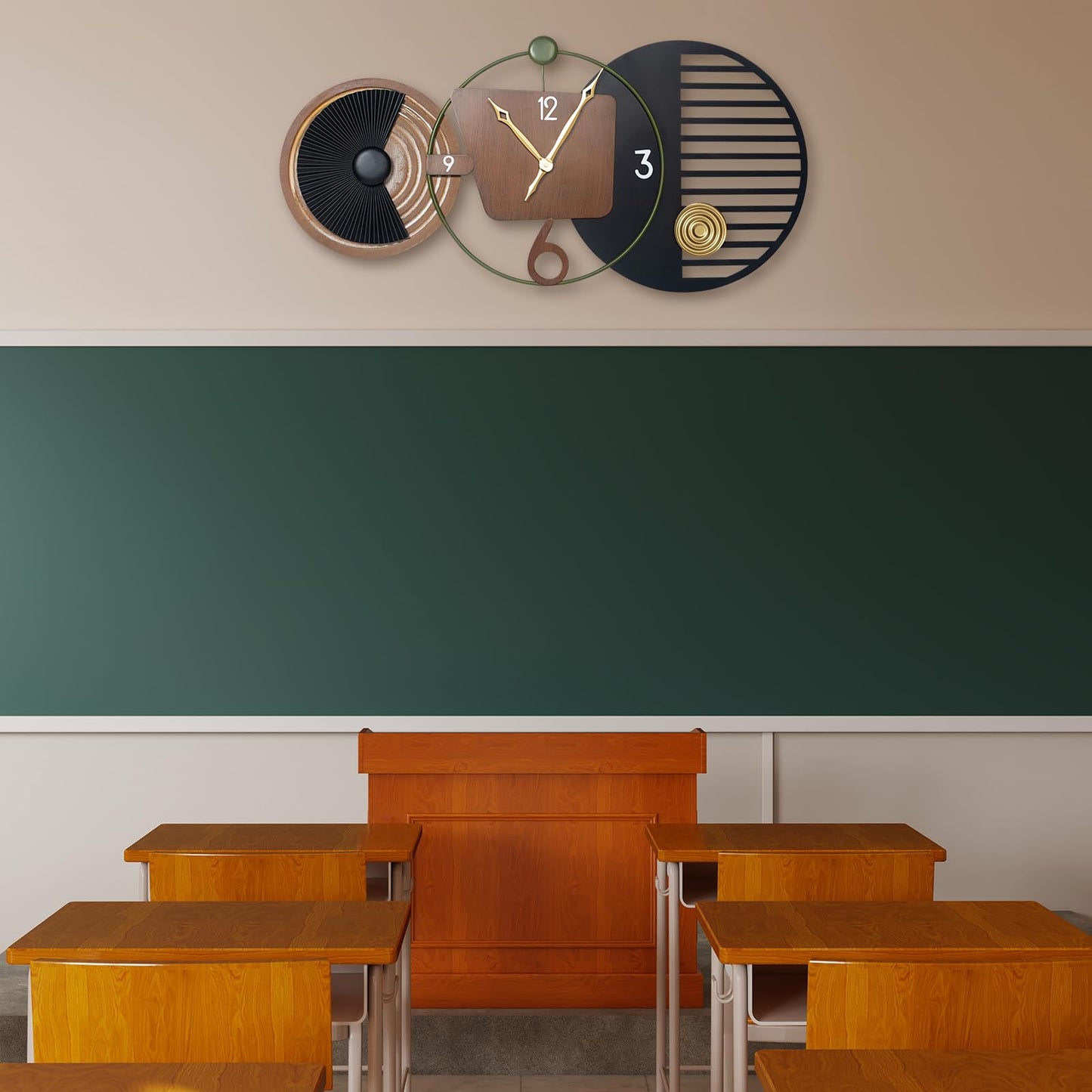 Tiuposr 41x20 Inch Modern Wall Clocks, Large Round Decorative Clock, Silent Non-Ticking Battery Operated Timepiece for Living Room, Bedroom, Office, Entryway