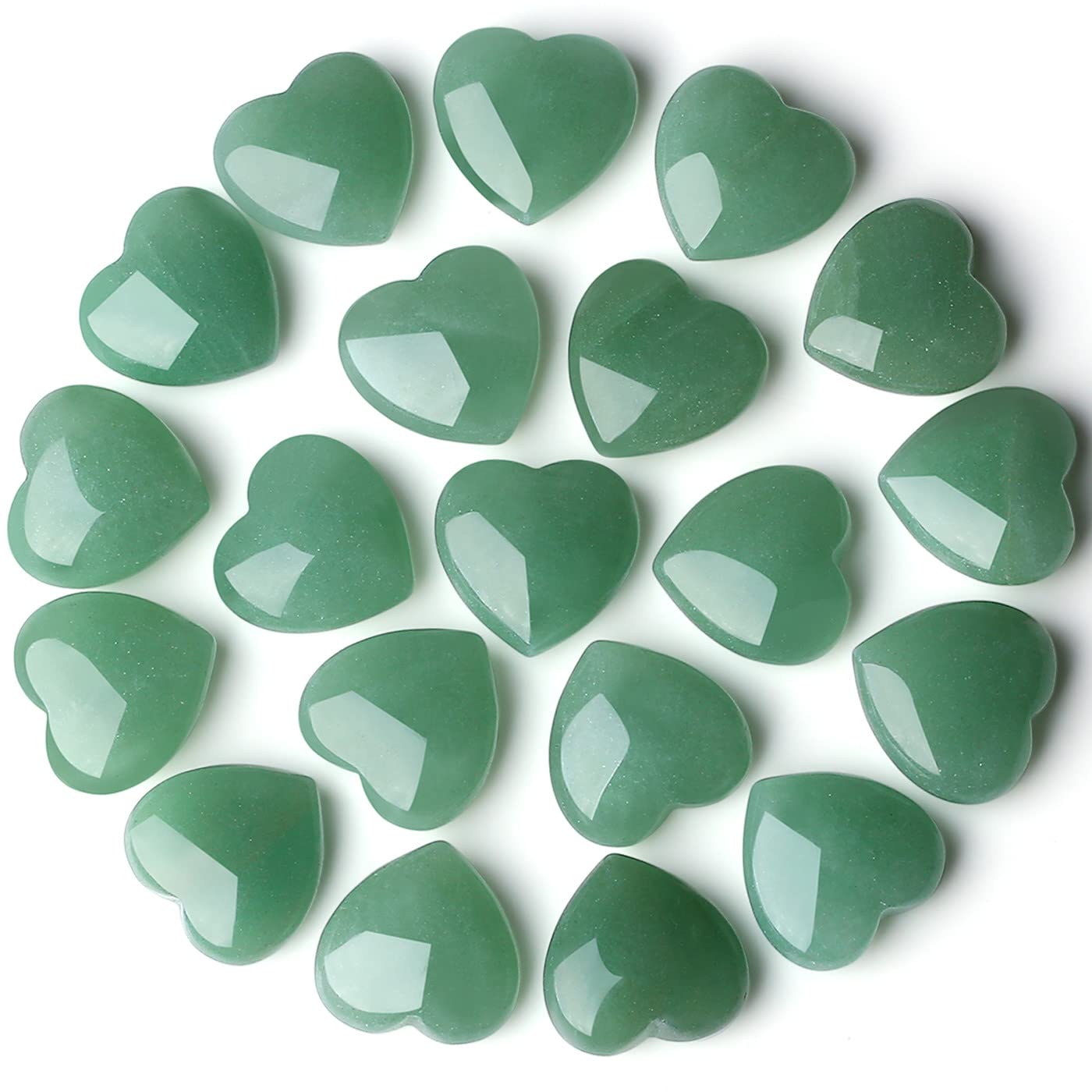 QINJIEJIE 10 PCS Green Aventurine Crystal Thick Heart Healing Crystals Polished Love Heart Shaped Stones Bulk Gemstones Set Palm Worry Stone Reiki Green Crystal Worry Stone Love Gift for Teacher