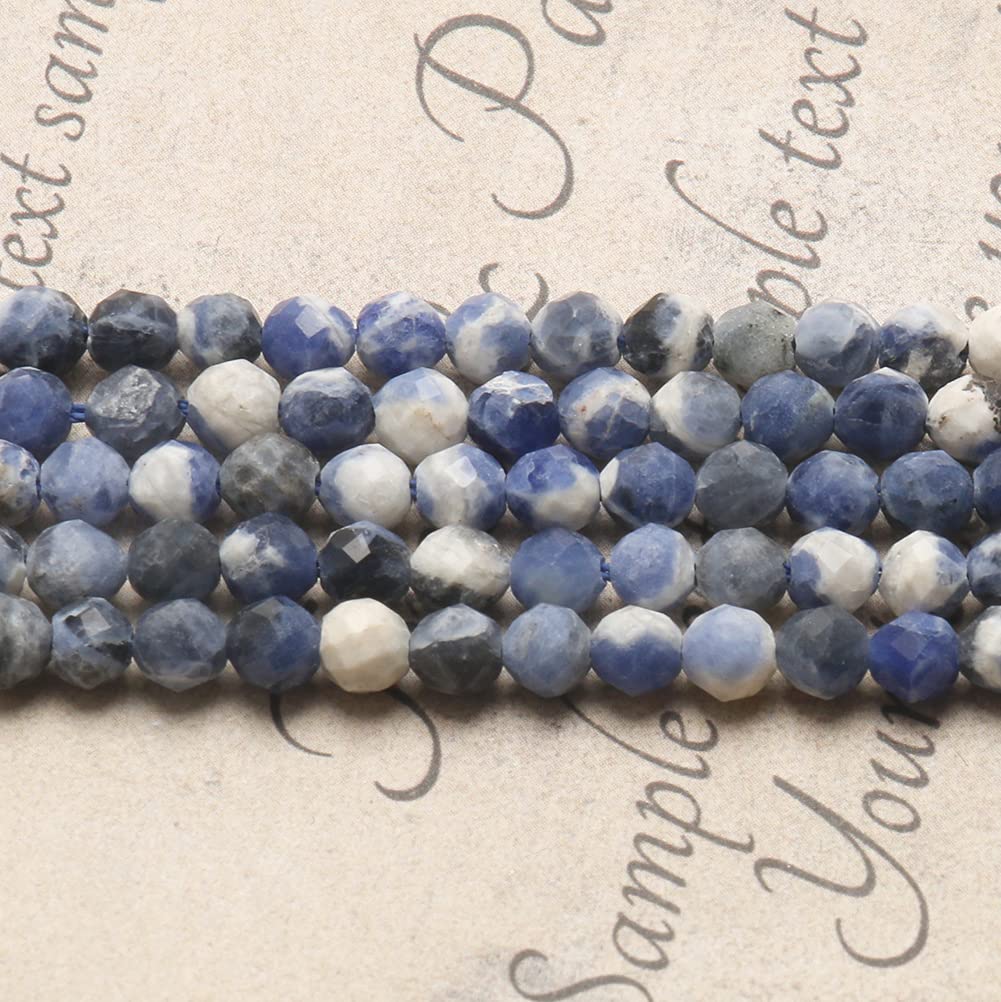 Song Xi 120pcs 3mm Natural New Blue Sodalite Gemstone Beads Faceted Round Loose Stone Beads for Jewelry Making