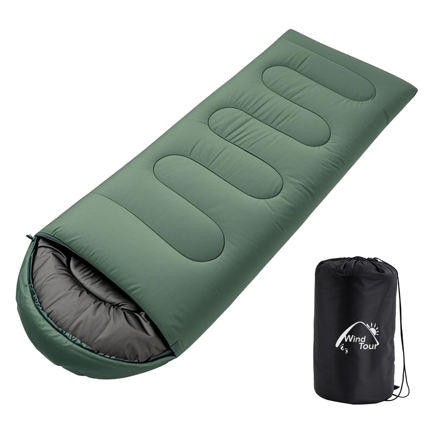 Wind Tour 3 Season Lightweight Waterproof Sleeping Bag Indoor & Outdoor for Hiking Backpacking Camping Traveling (2.2 lb | Green)
