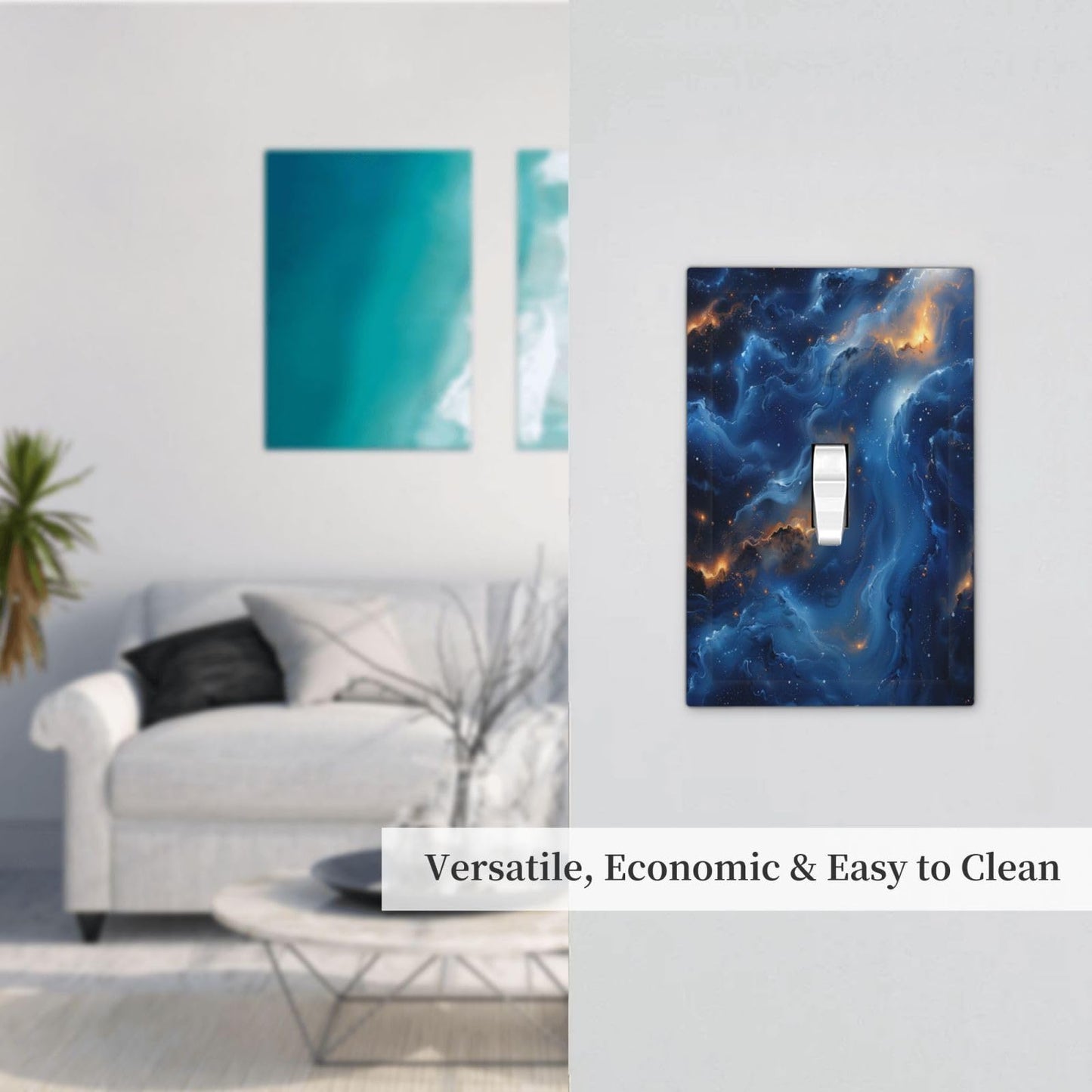 Navy Teal Blue Gold Abstract Marble Art Liquid Golden Texture 1 Gang Wall Plate Decorative Electrical Facplate For Home Kitchen Living Bedroom Rustic Country Electrical Decorative Wall Plates