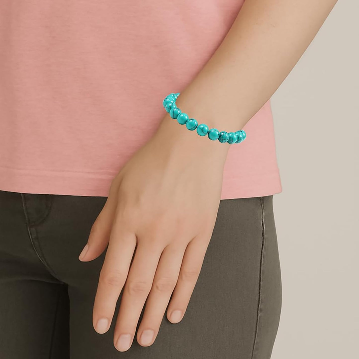 Naupyal December Birthstone Bracelet for Women Men,Turquoise Natural Stone Beaded Bracelets,Healing Crystal Gemstones Stretch Bracelet Stress Relief Month Bracelet Birthday Jewelry Gifts
