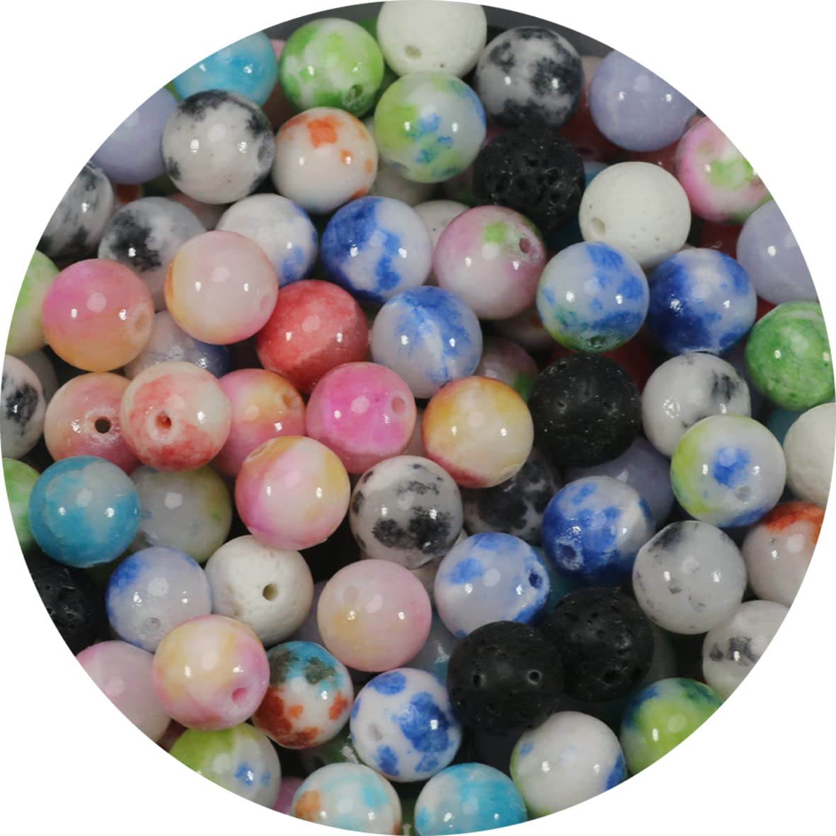 ZHFMLY 10mm Natural Gemstone Persian Jades Stone Beads 180pcs Assortment Crystal Energy Smooth Round Loose Beads for Necklace, Bracelet & DIY Jewelry Making Chakra Energy Craft Supplies