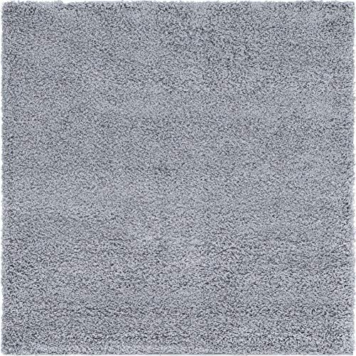 Unique Loom Solid Shag Collection Area Rug (5' 1" Square, Cloud Gray)
