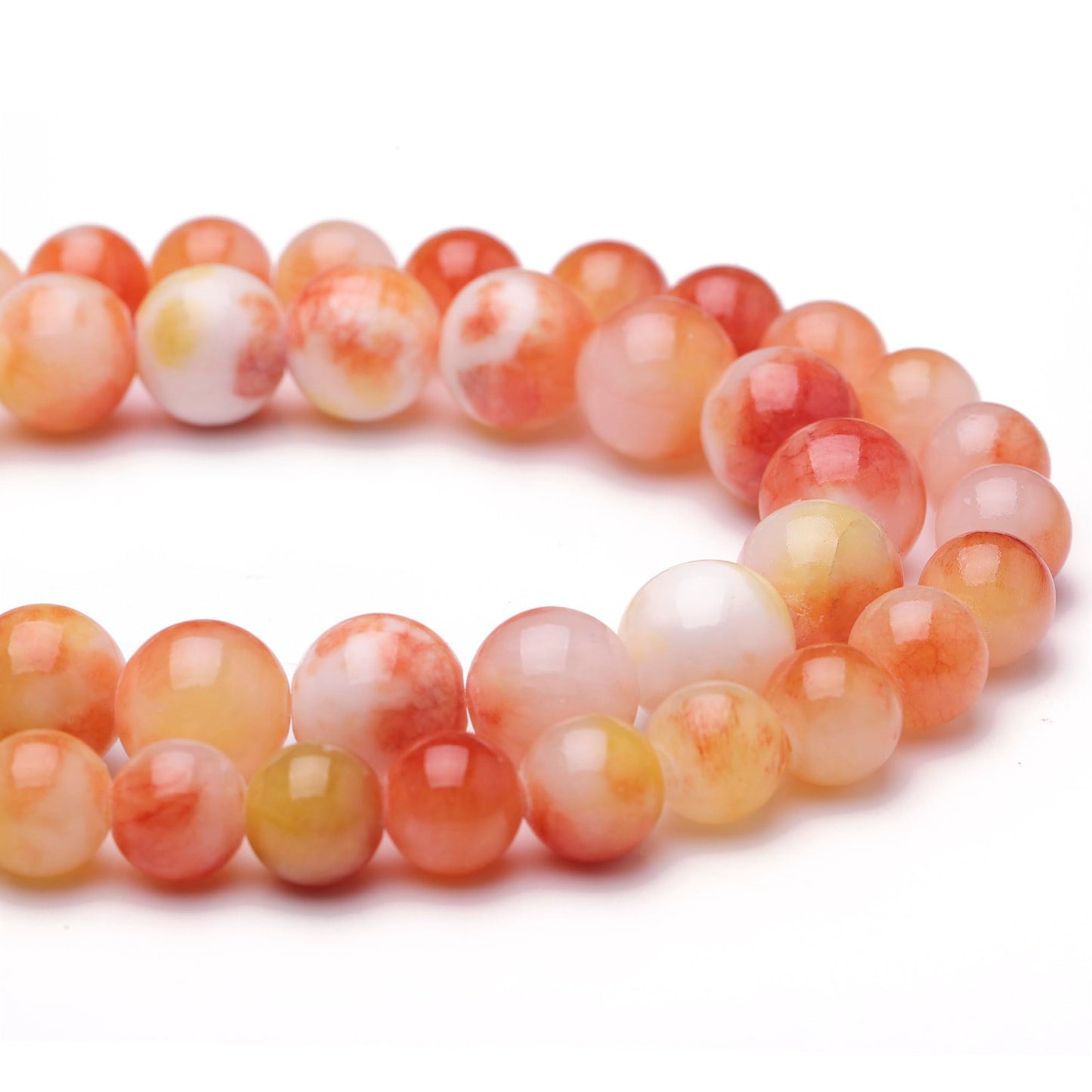 Chicager Natural Stone Beads for Jewelry Making,8mm Orange Jade Polished Smooth Round Gemstone Beads for Bracelet Necklace 15 Inch
