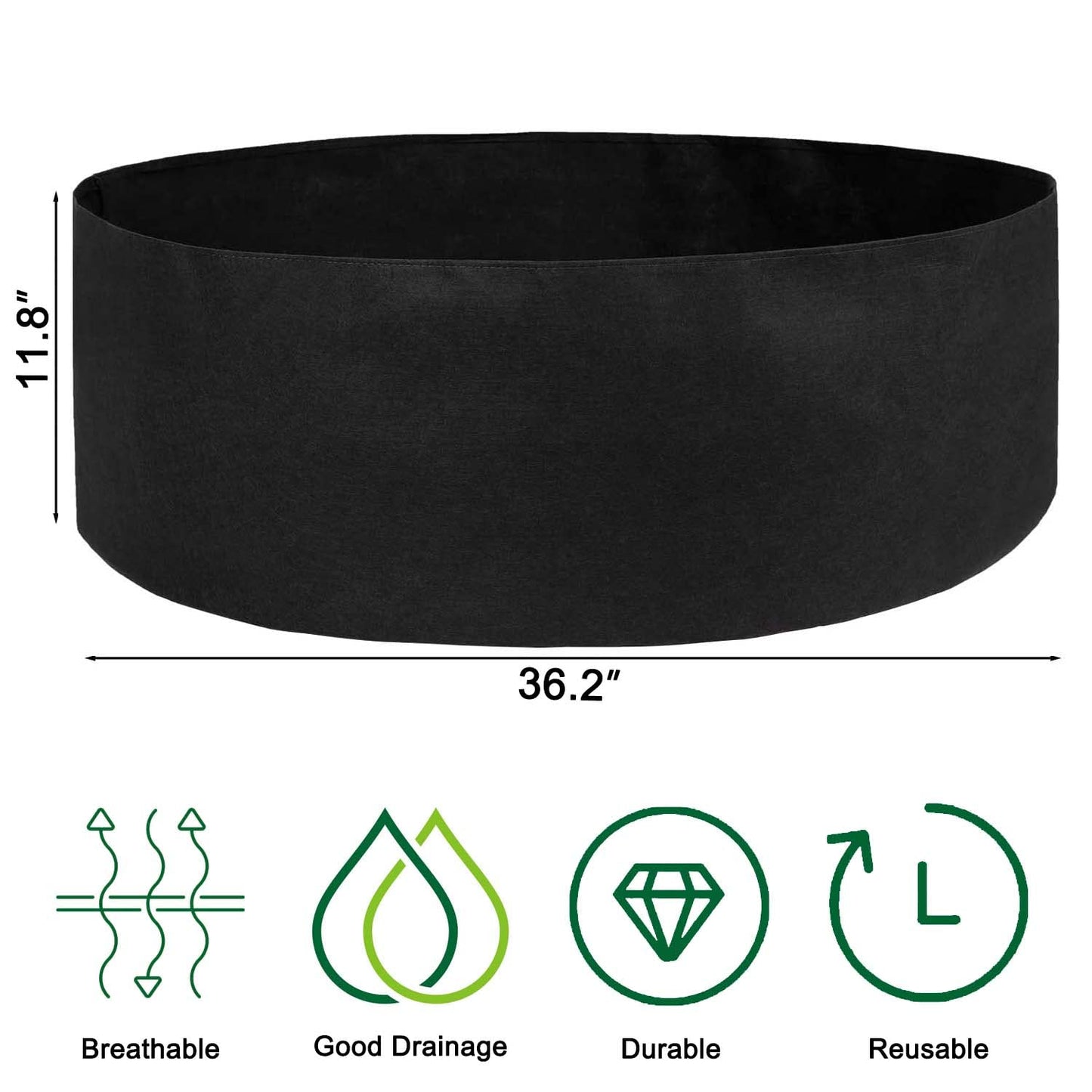 Raised Garden Bed, 2-Pack 50 Gallon Round Fabric Garden Grow Bags - Heavy Duty Breathable Fabric Planter Containers for Gardening Vegetables, Herbs, and Plants - Outdoor