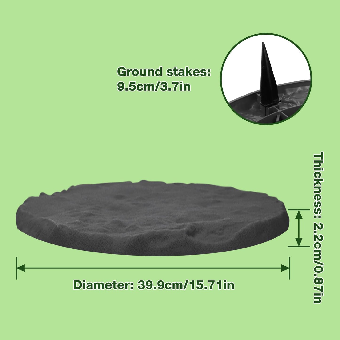 Outdoor Step Stones, Stepping Stones with Ground Stakes, Polypropylene Resin Round Step Stones with Ground Stakes for Lawn Garden Pathway (Grey)