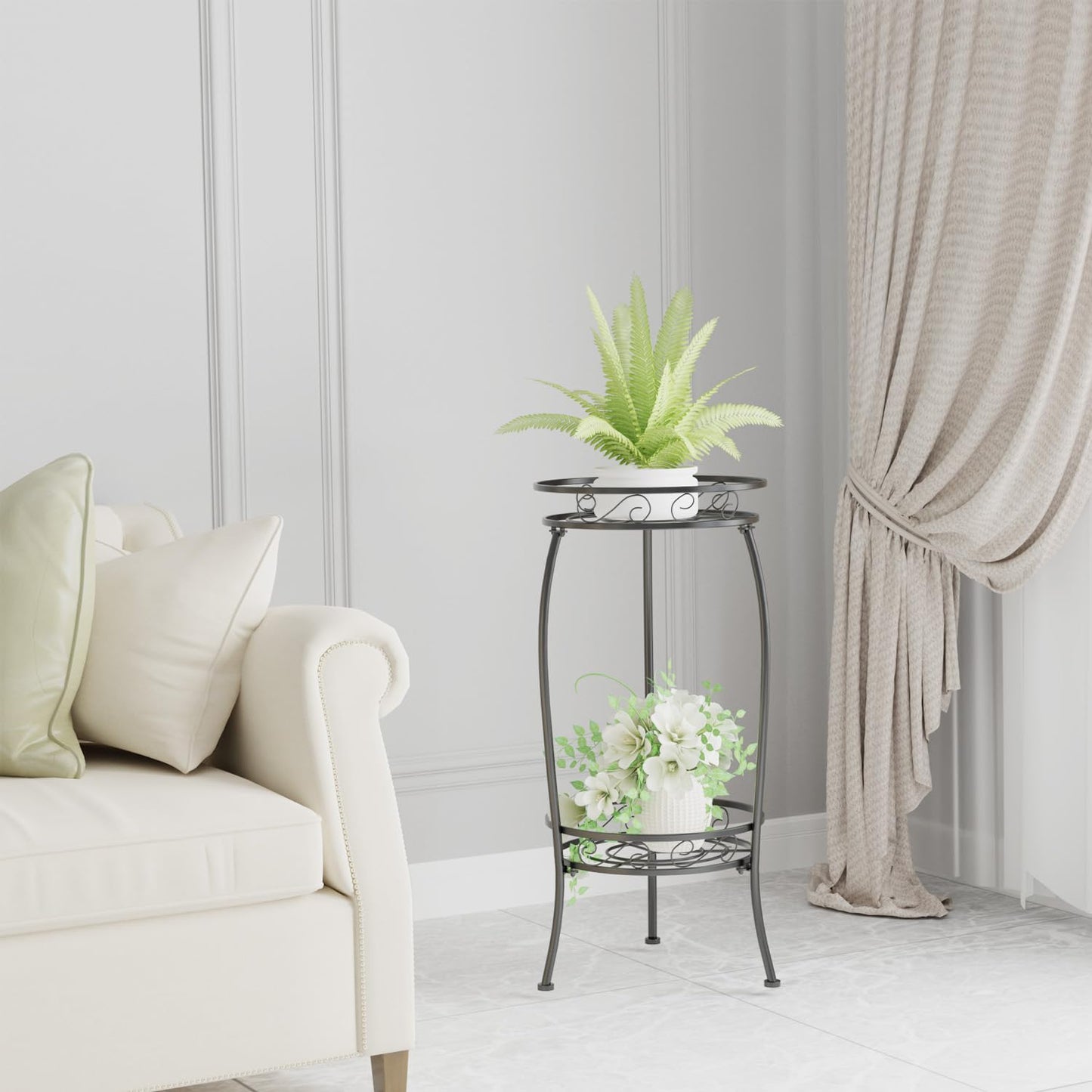 MissYolo Plant Stand Indoor Outdoor, 2 Tier 27" Tall Metal Plant Stand Shelf, Heavy Duty Flower Pot Shelf for Corner, Patio, Garden, Office, Living Room