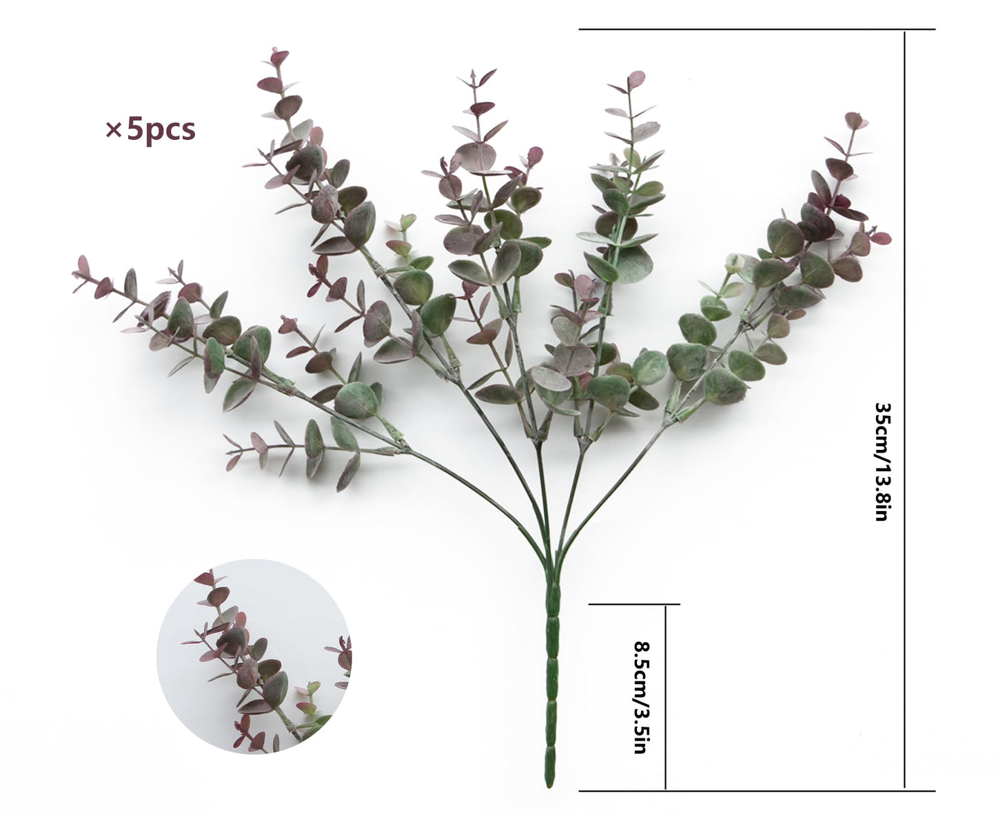 YOOHOTOUCH 5 Bundles Artificial Eucalyptus Stems，Faux Greenery Fake Dust Frosted Eucalyptus Branches Leaves，Fake Plants for Decoration（Dusty Mauve）