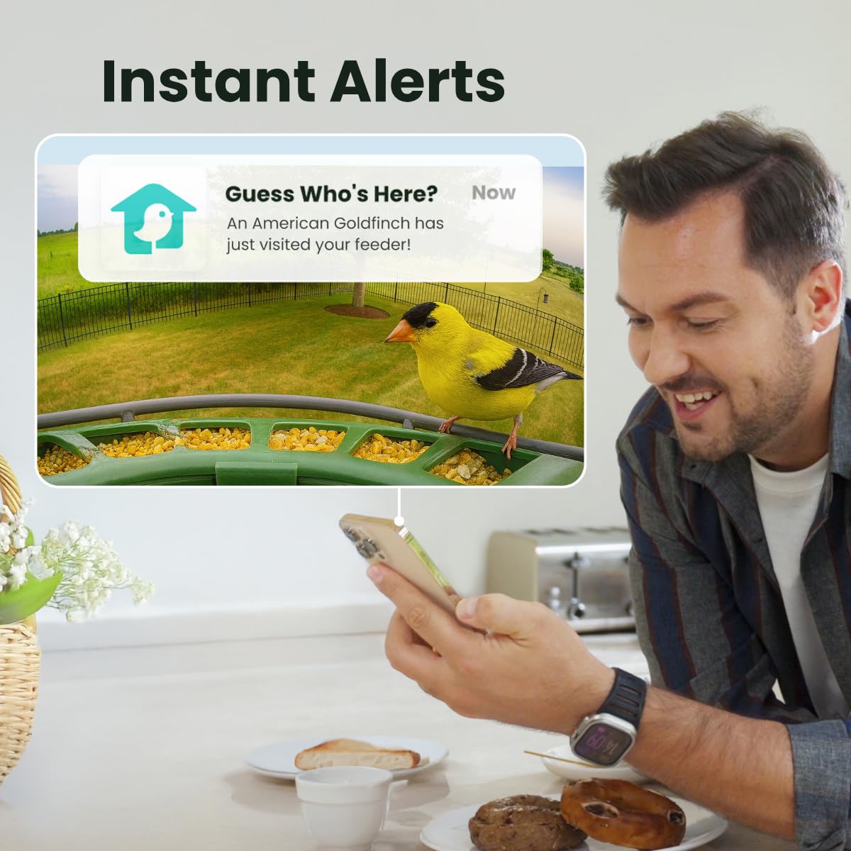 Birdfy 2 Smart Bird Feeder with Camera, AI Identifies 6000+ Bird Species, Dual-Lens 2K+1080P Camera for Live Streaming & Close-Up Photos, Solar-Powered Backyard Birdwatching Gift for Christmas