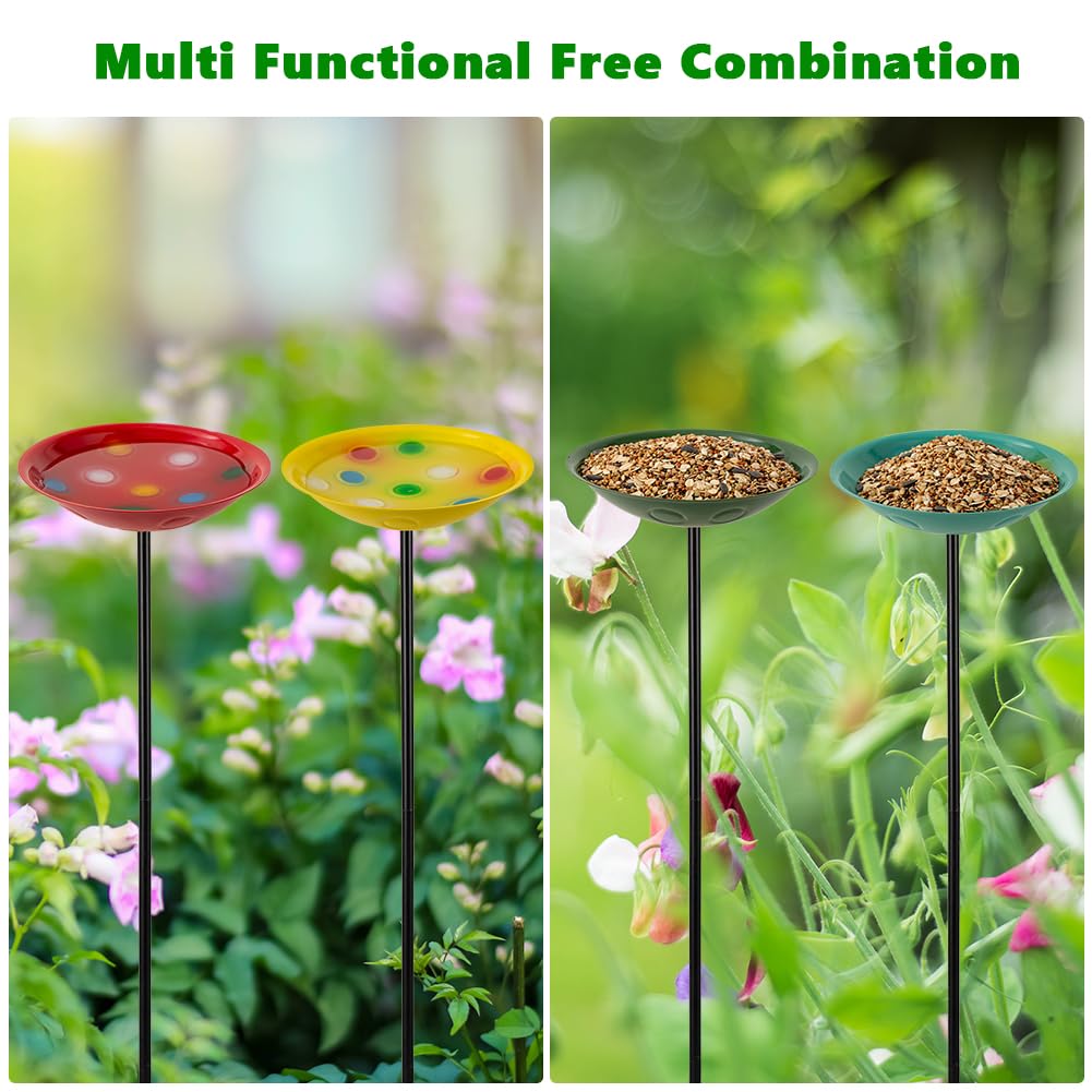 VEWOGARDEN 4 Pack Bird Bath for Outside Small Metal Bird Bath with Stake Outdoor Birdbath Set for Garden, Patio, Lawn Decor